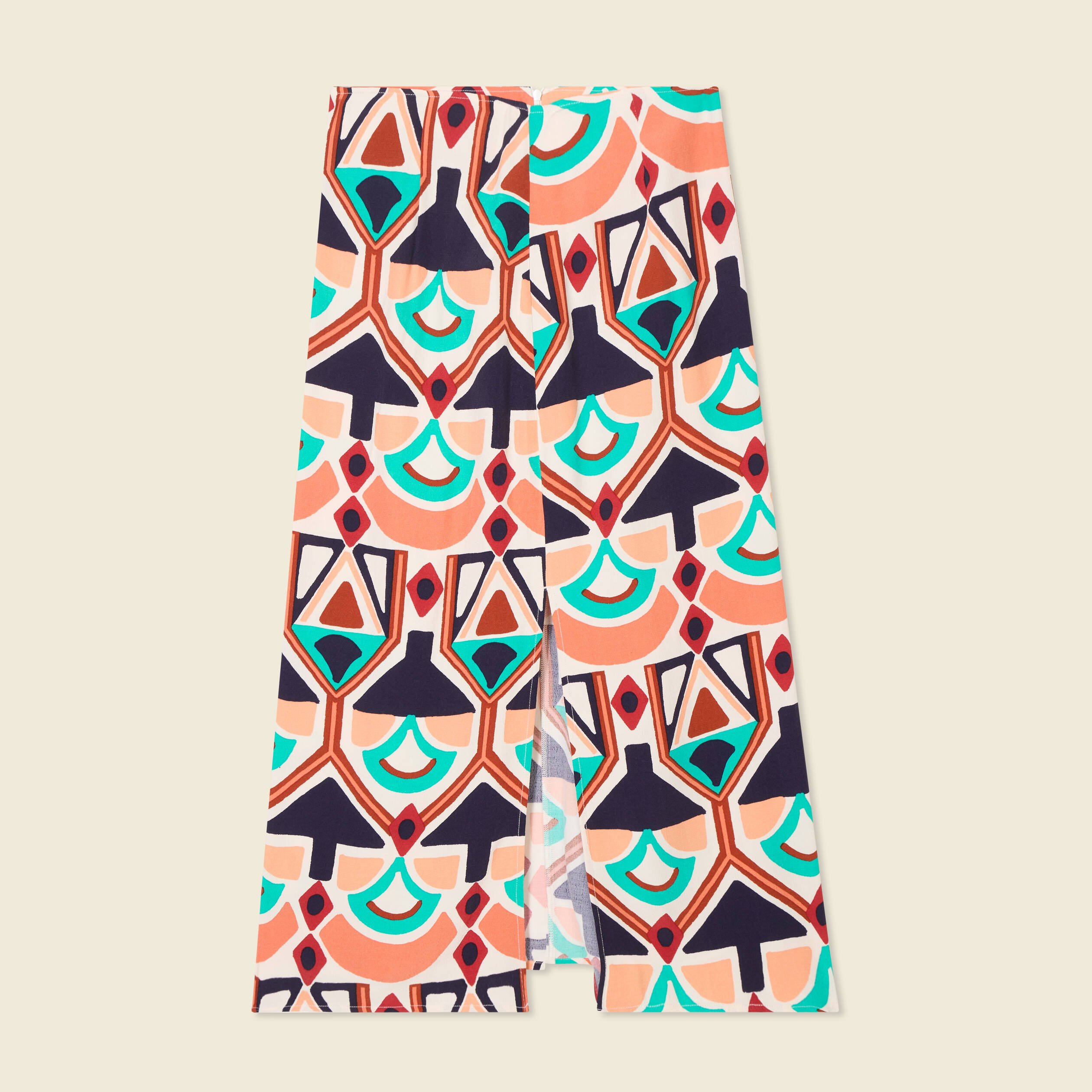 jupe longue droite fendue orange femme Jupe longue droite fendue orange femme