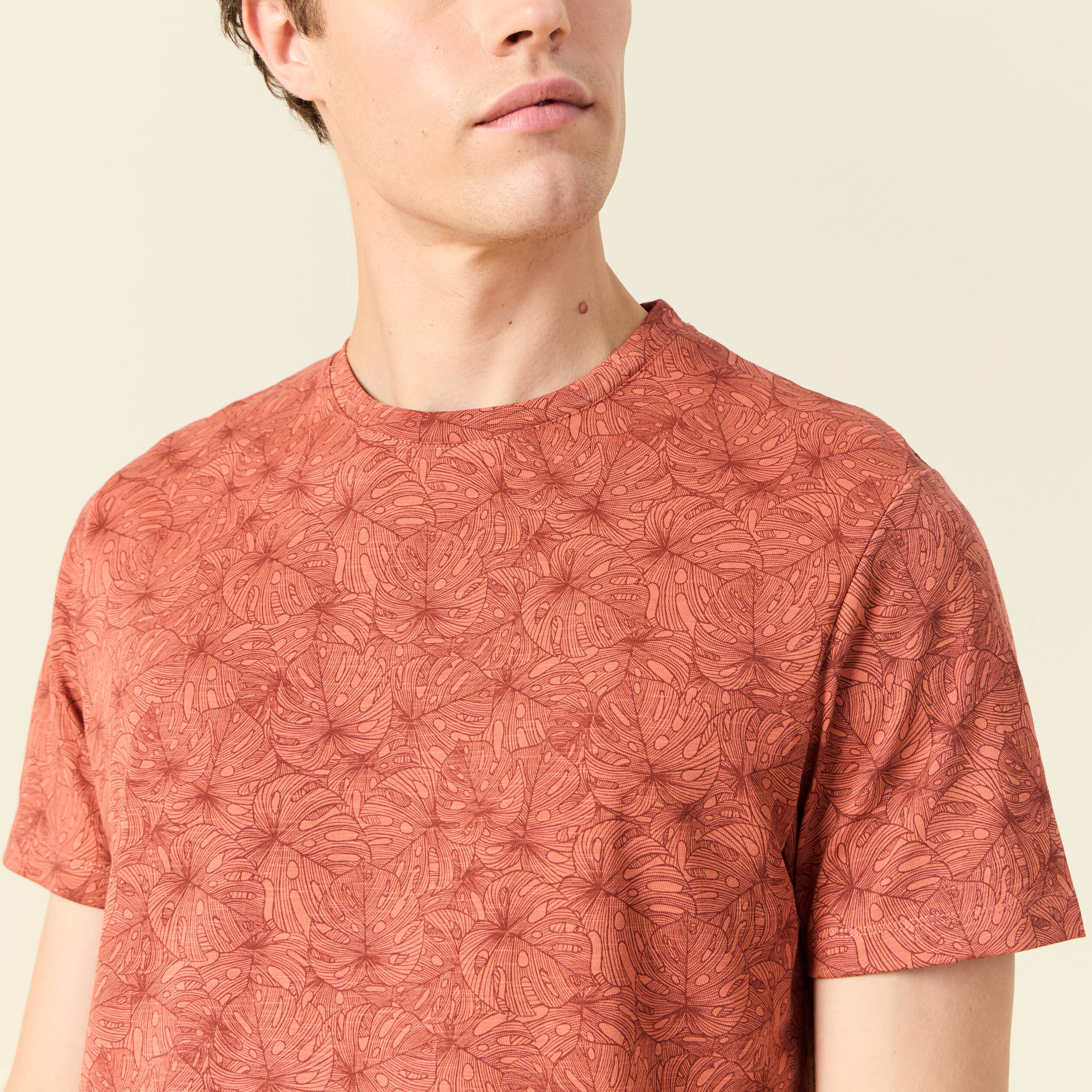 t shirt manches courtes marron cognac homme T-shirt manches courtes marron cognac homme