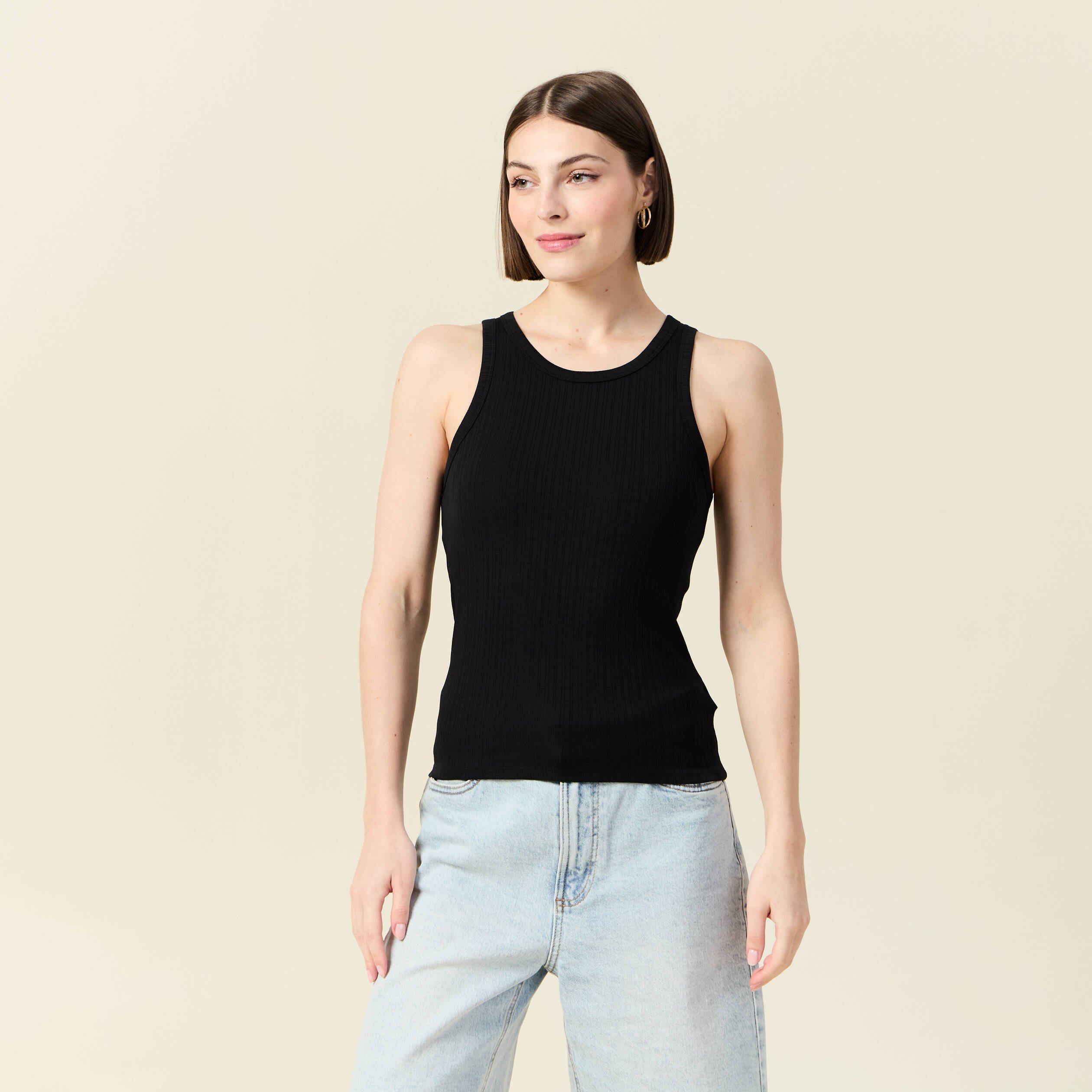 debardeur 2 en 1 avec brassiere integree noir femme Débardeur 2 en 1 avec brassière intégrée noir femme