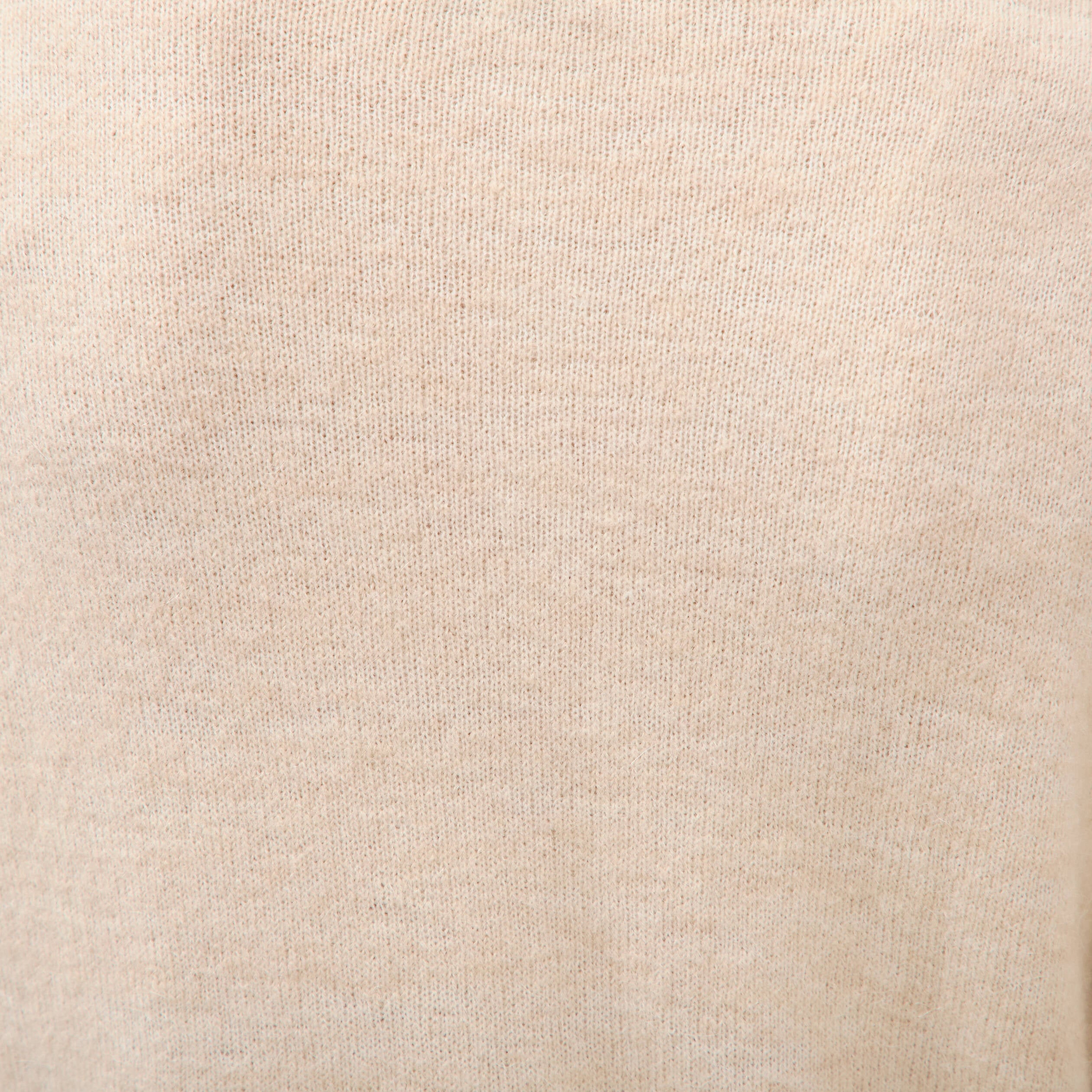 Gilet droit col rond manches longues creme femme
