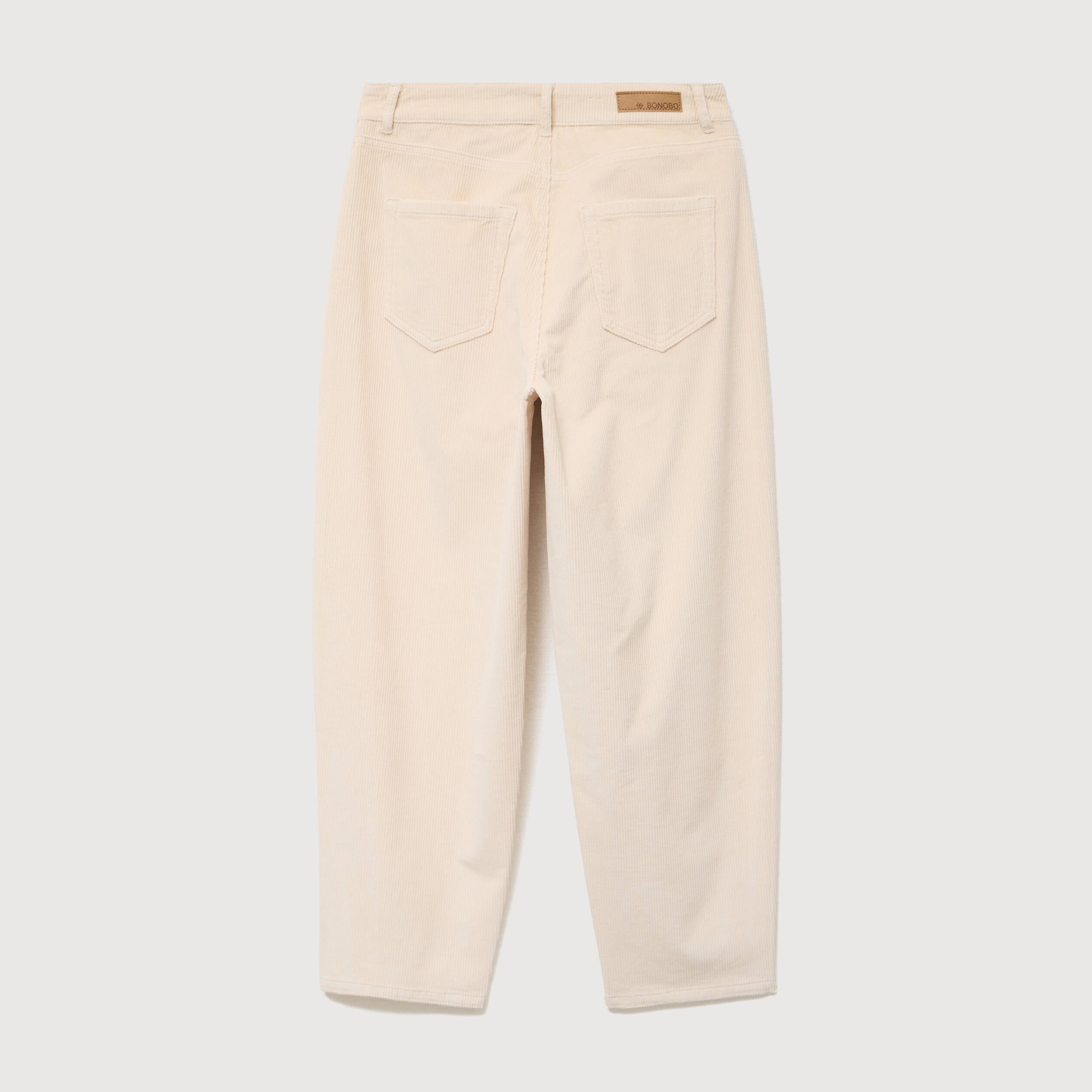 Pantalon barrel taille haute velours ivoire femme