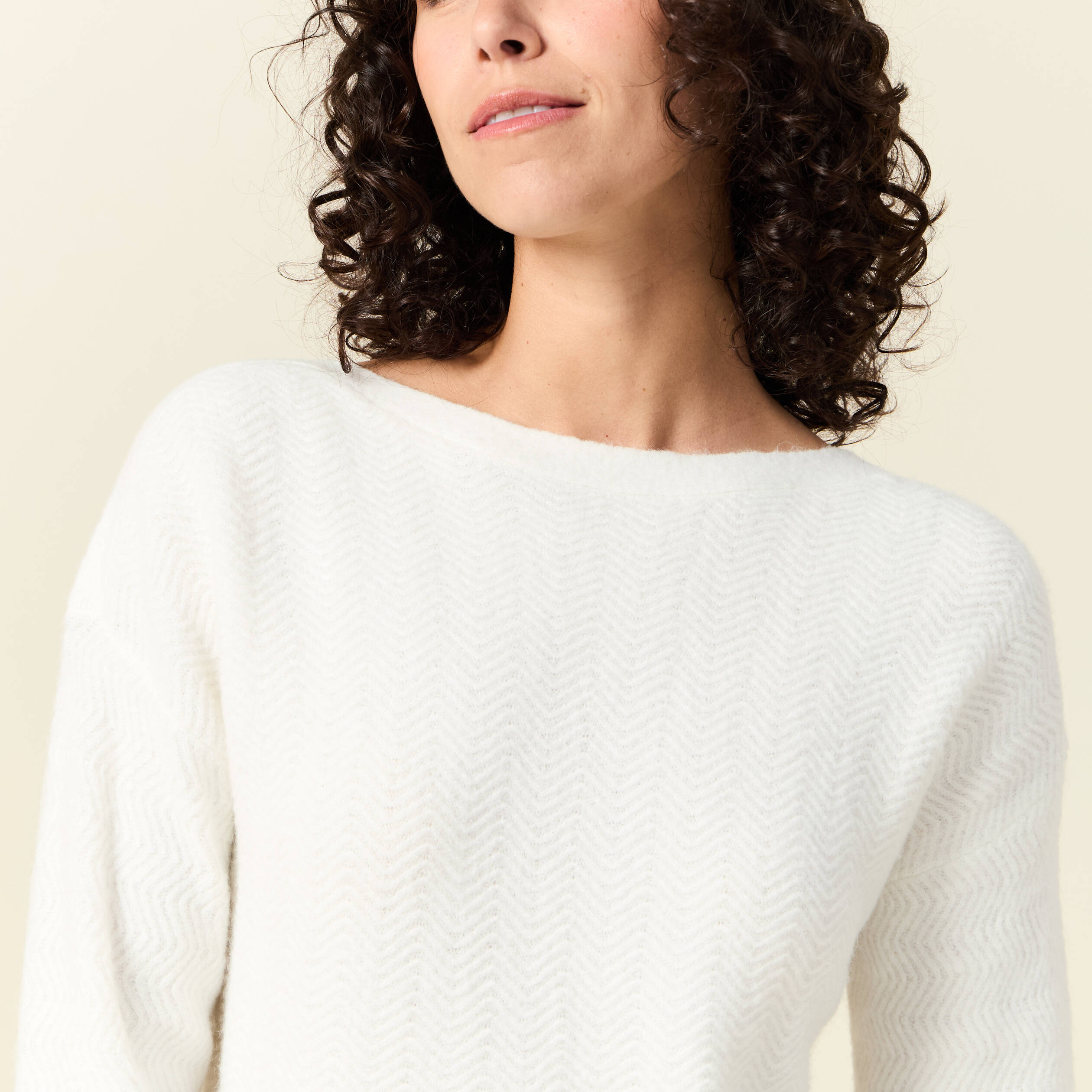 Pull manches longues ecru femme
