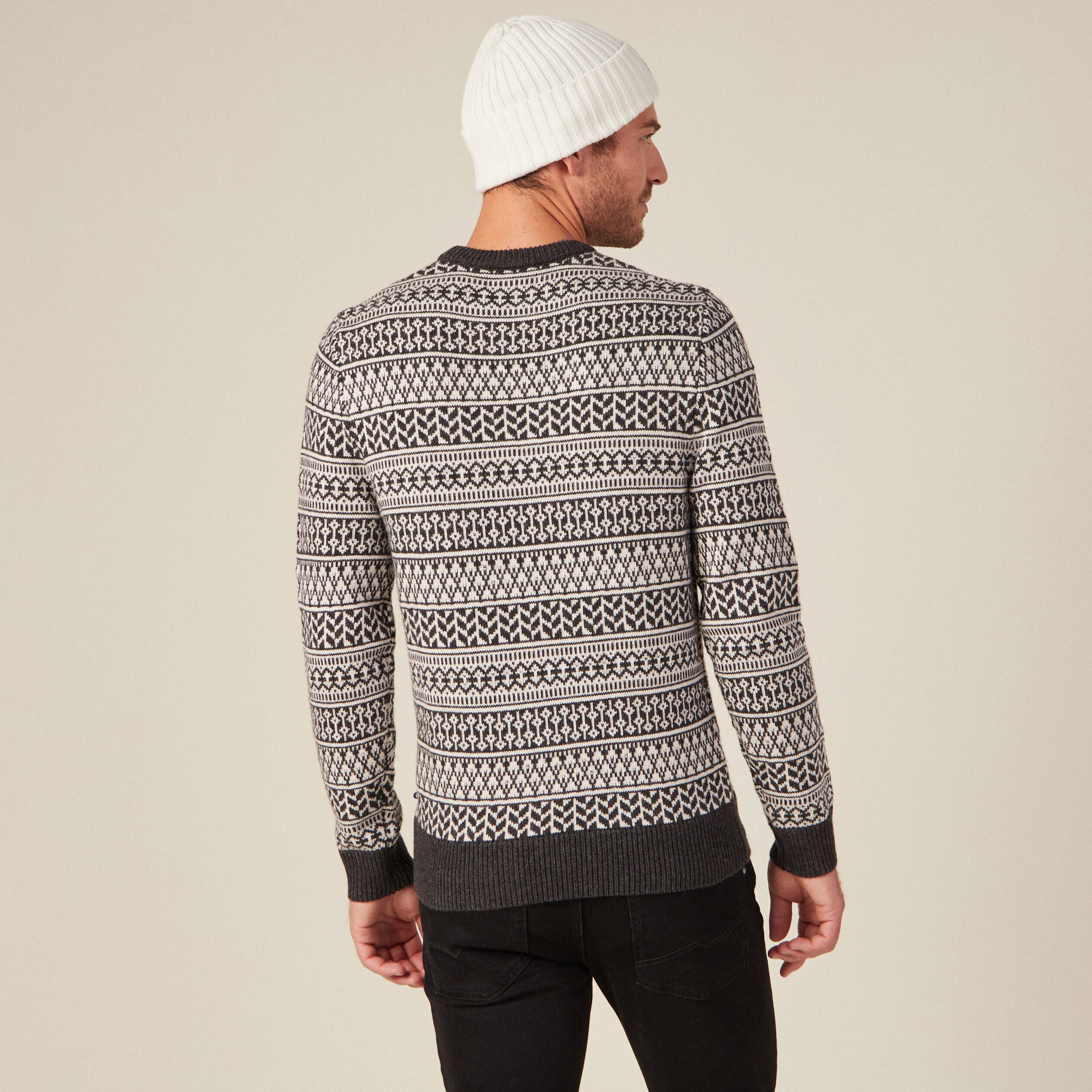 Pull manches longues ecru homme