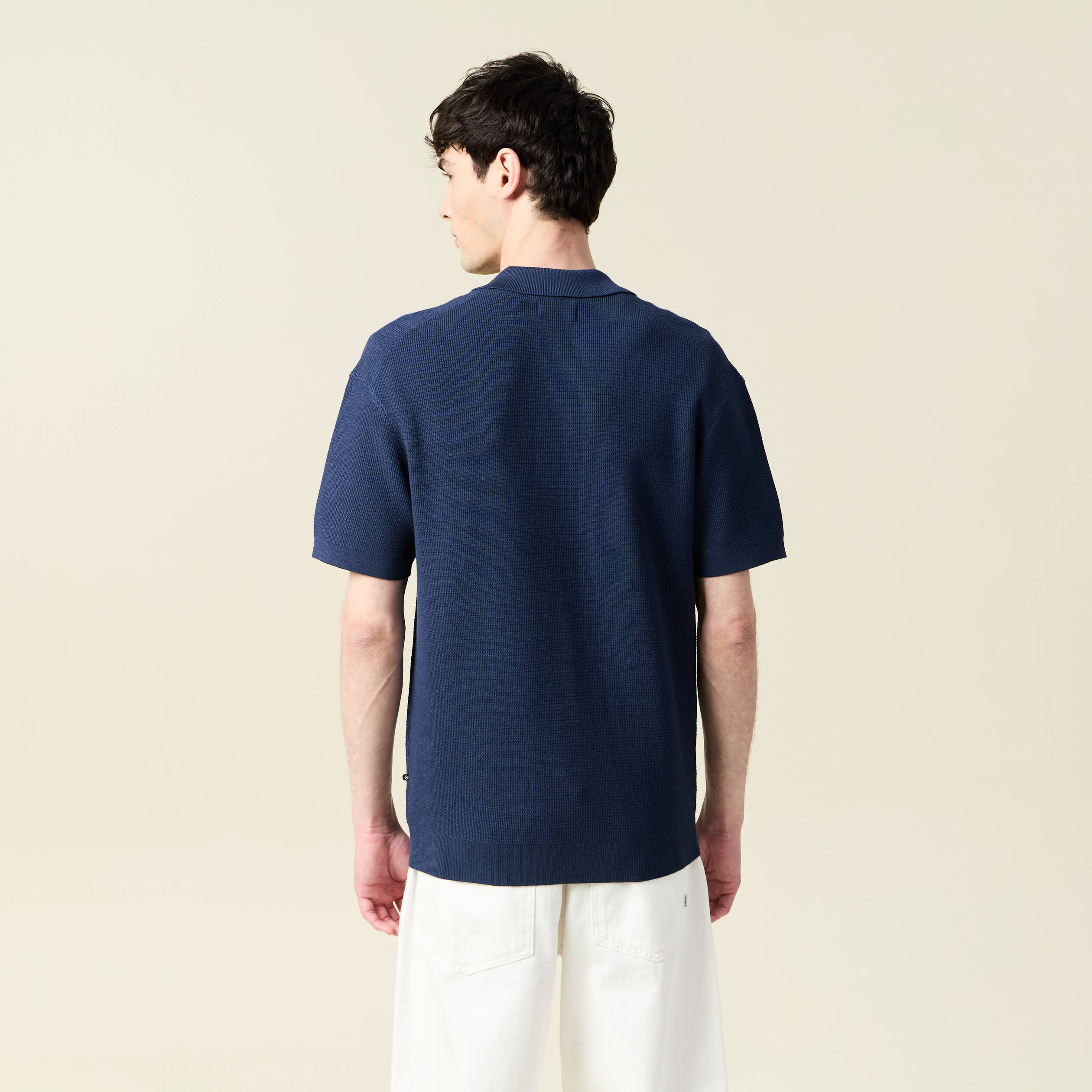 Polo cintré manches courtes bleu marine homme