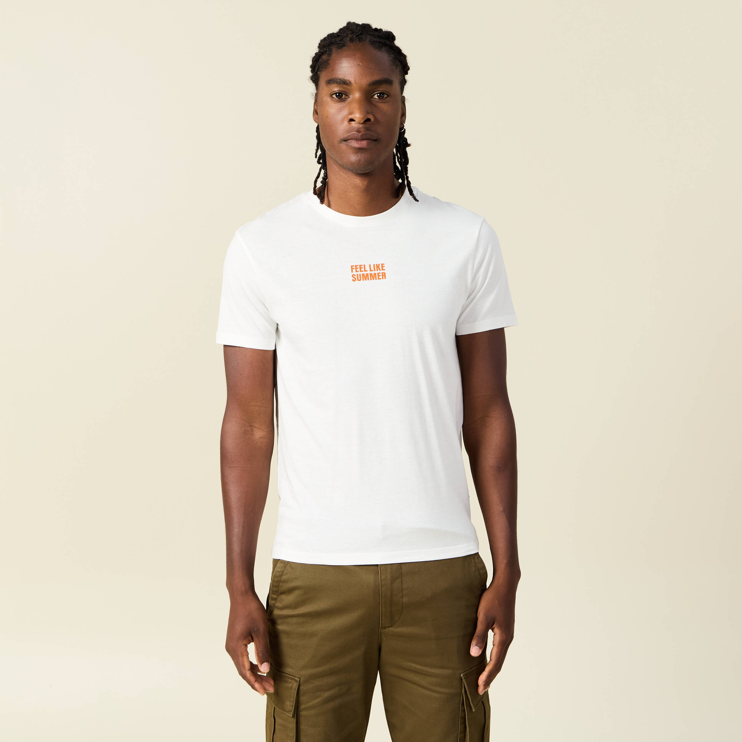 t shirt manches courtes ecru homme T-shirt manches courtes ecru homme