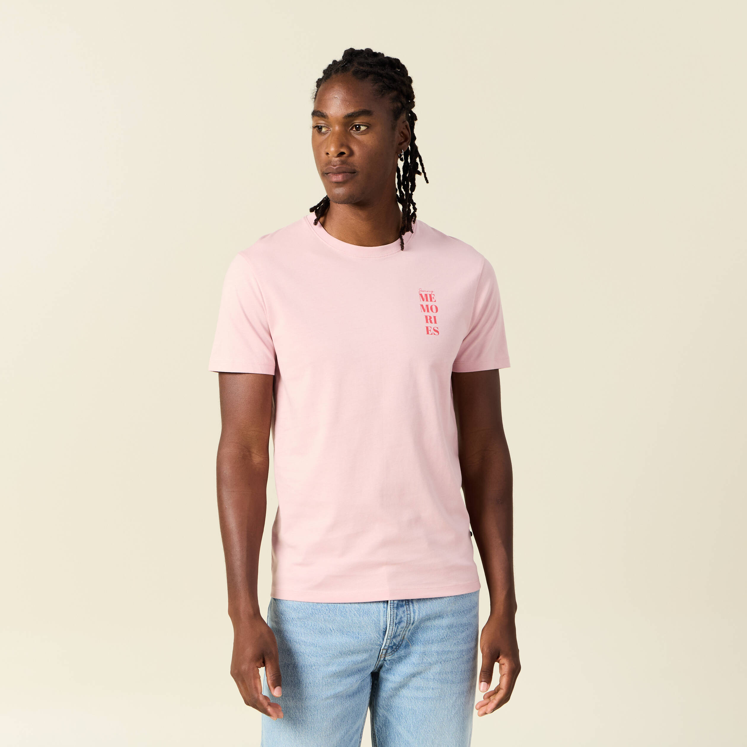 t shirt manches courtes rose pastel homme T-shirt manches courtes rose pastel homme