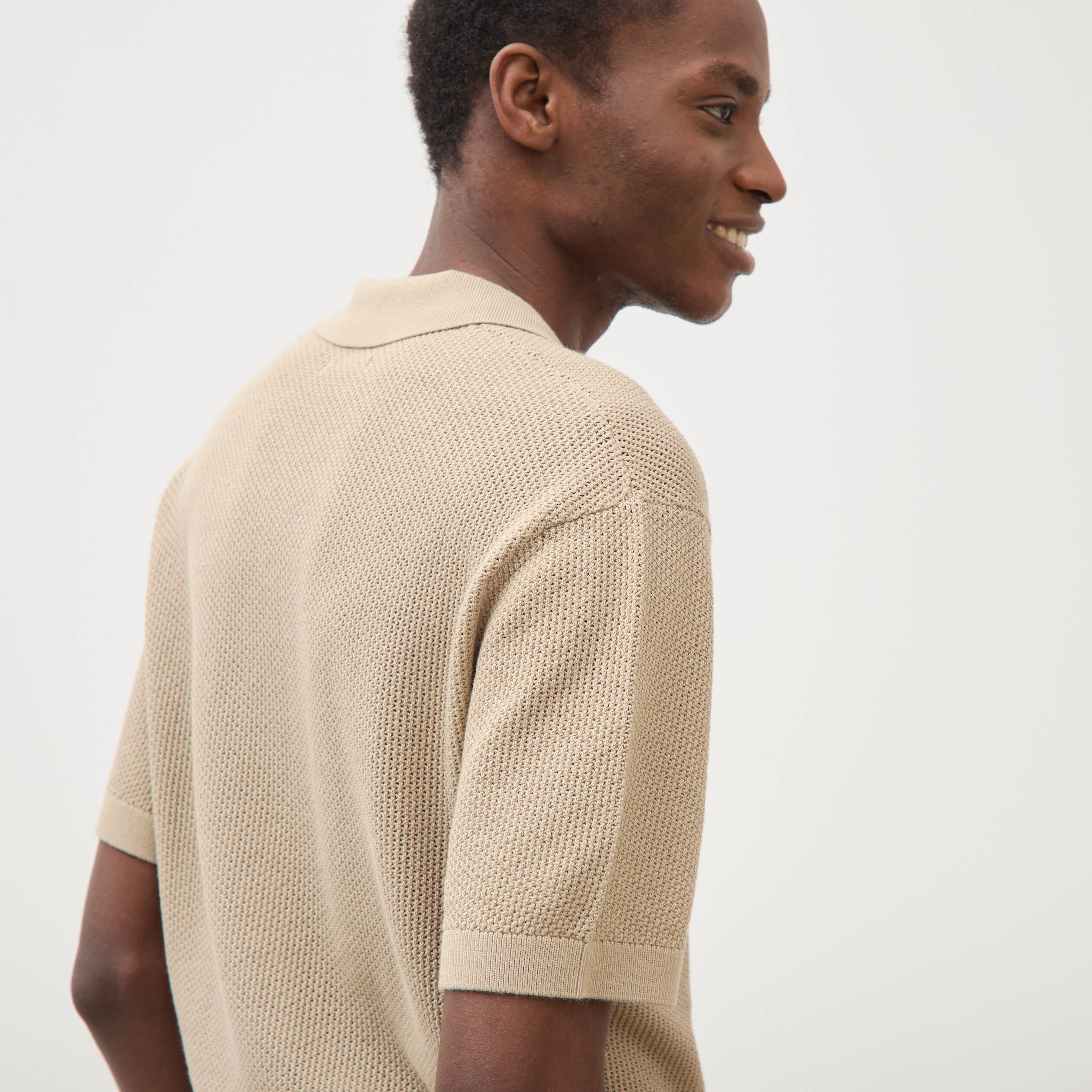Polo manches courtes beige homme