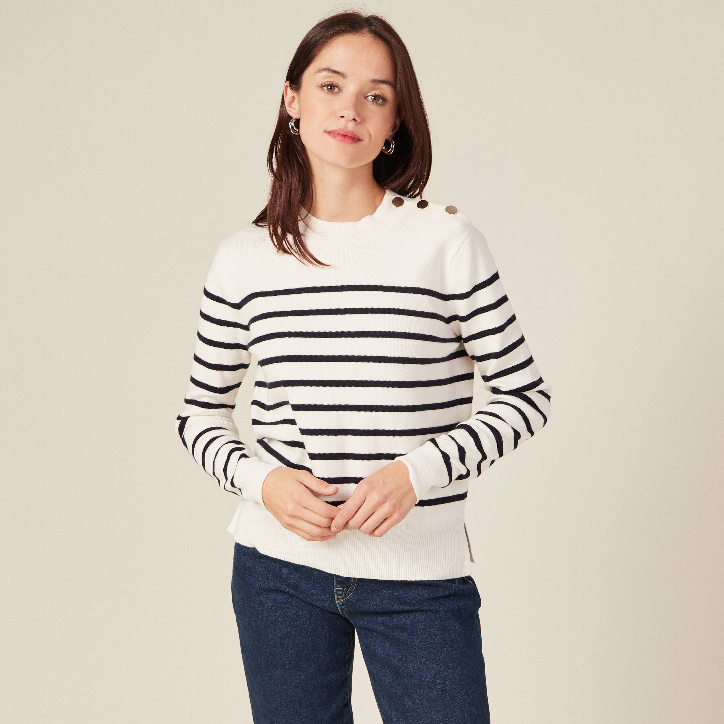 Pull éco-responsable ecru femme