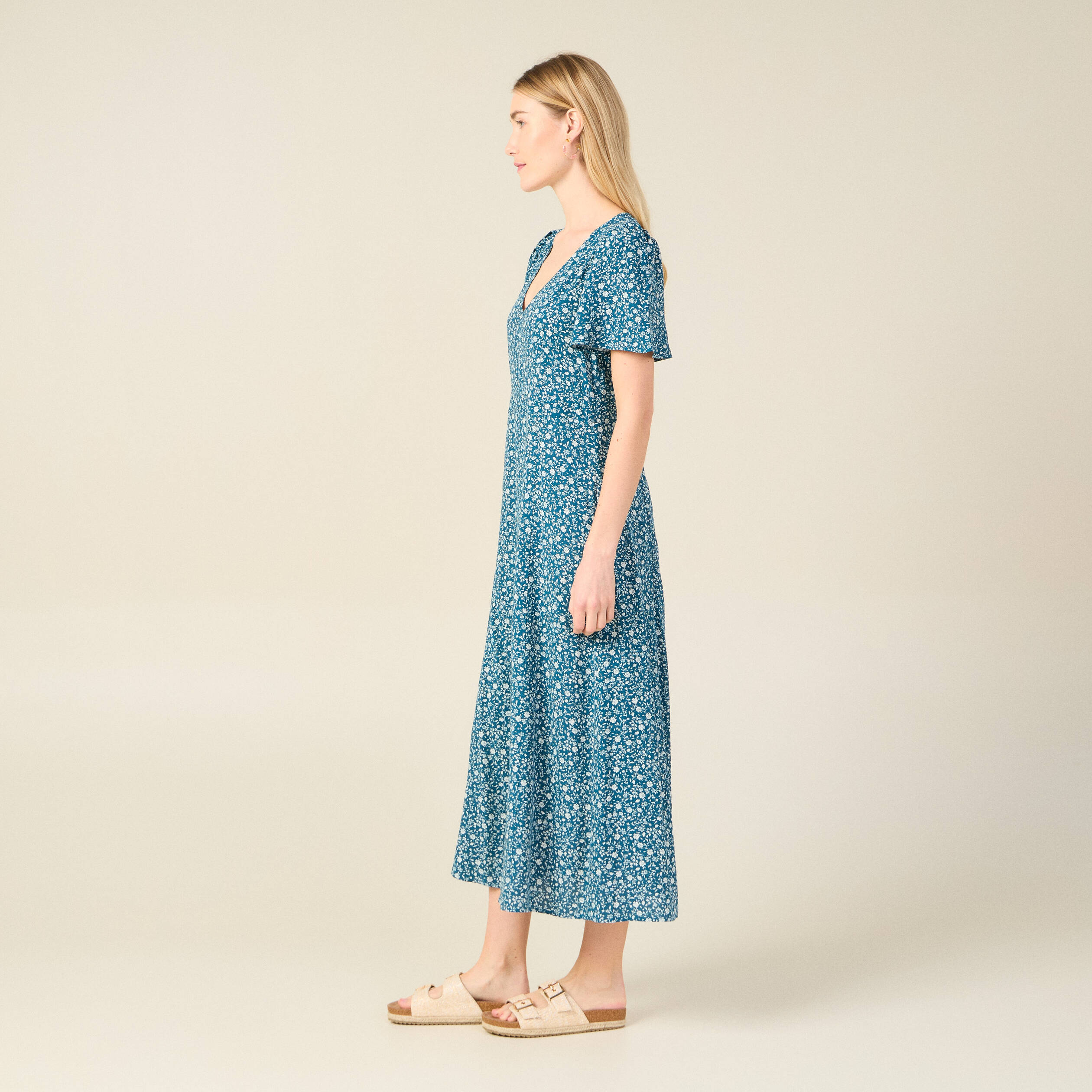 robe longue eco responsable bleu femme Robe longue éco-responsable bleu femme