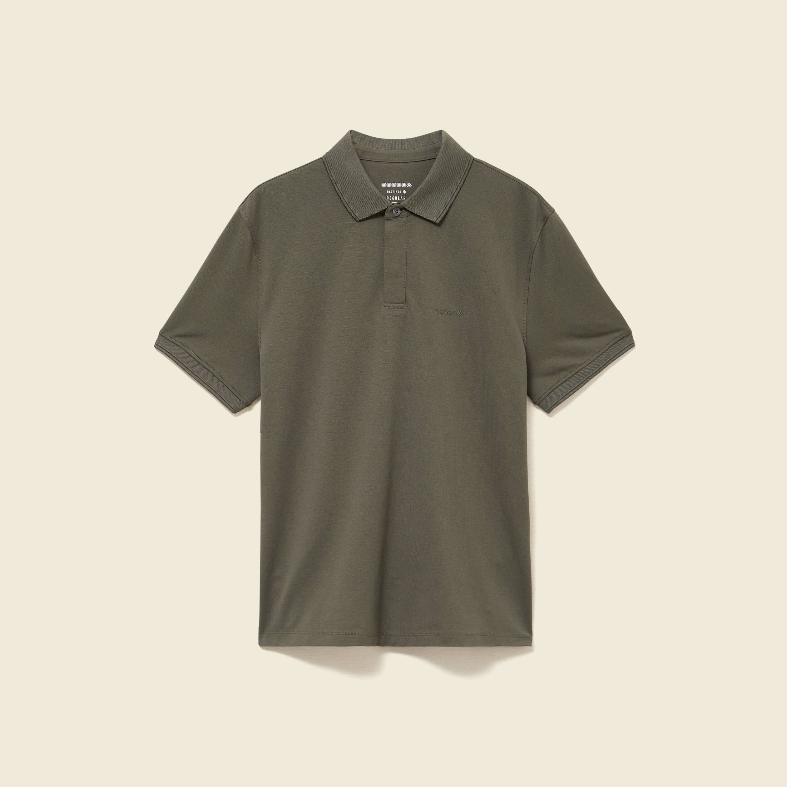Polo cintr&eacute; manches courtes col polo vert fonc&eacute; homme