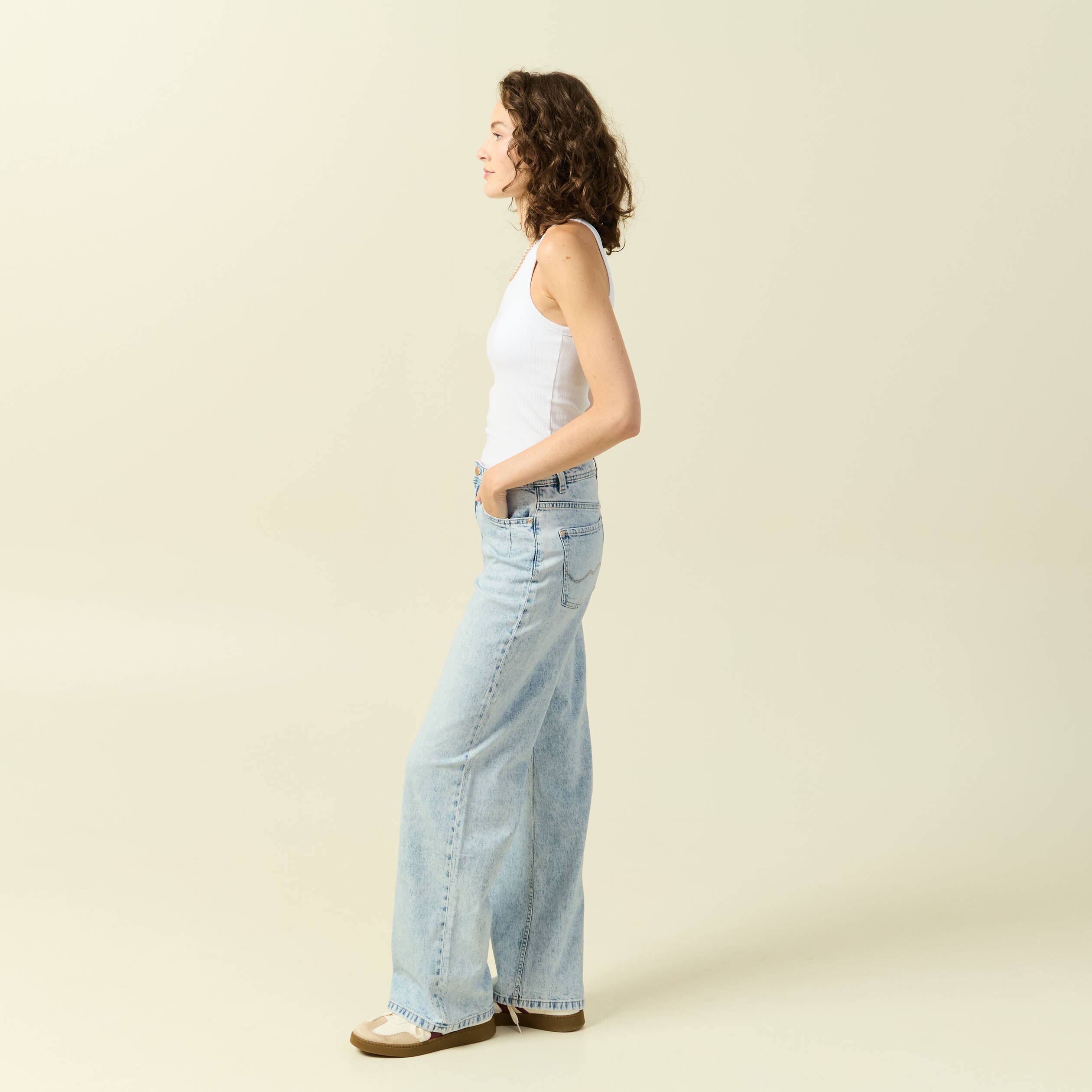 jeans large taille standard denim snow bleu femme Jeans large taille standard denim snow bleu femme