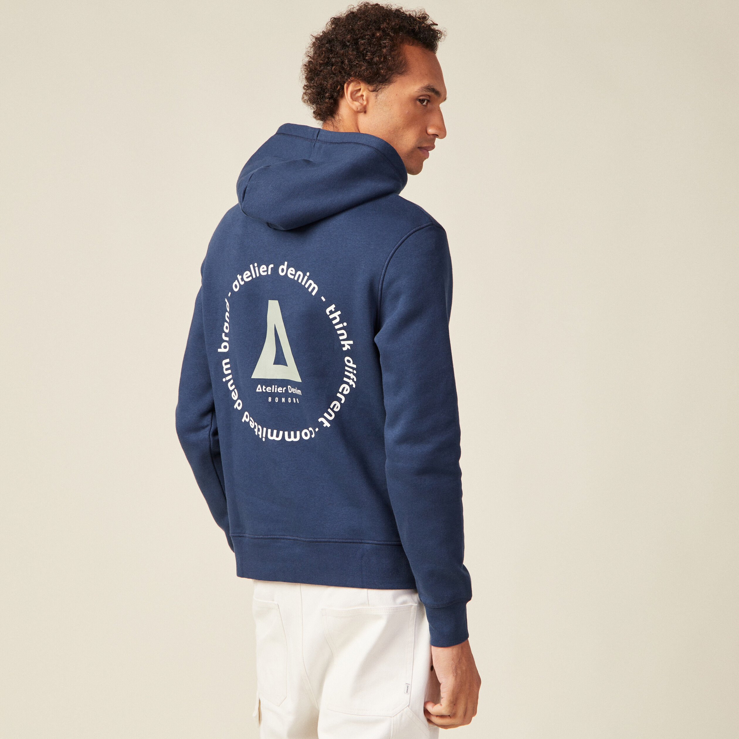 Sweat à capuche bleu marine homme