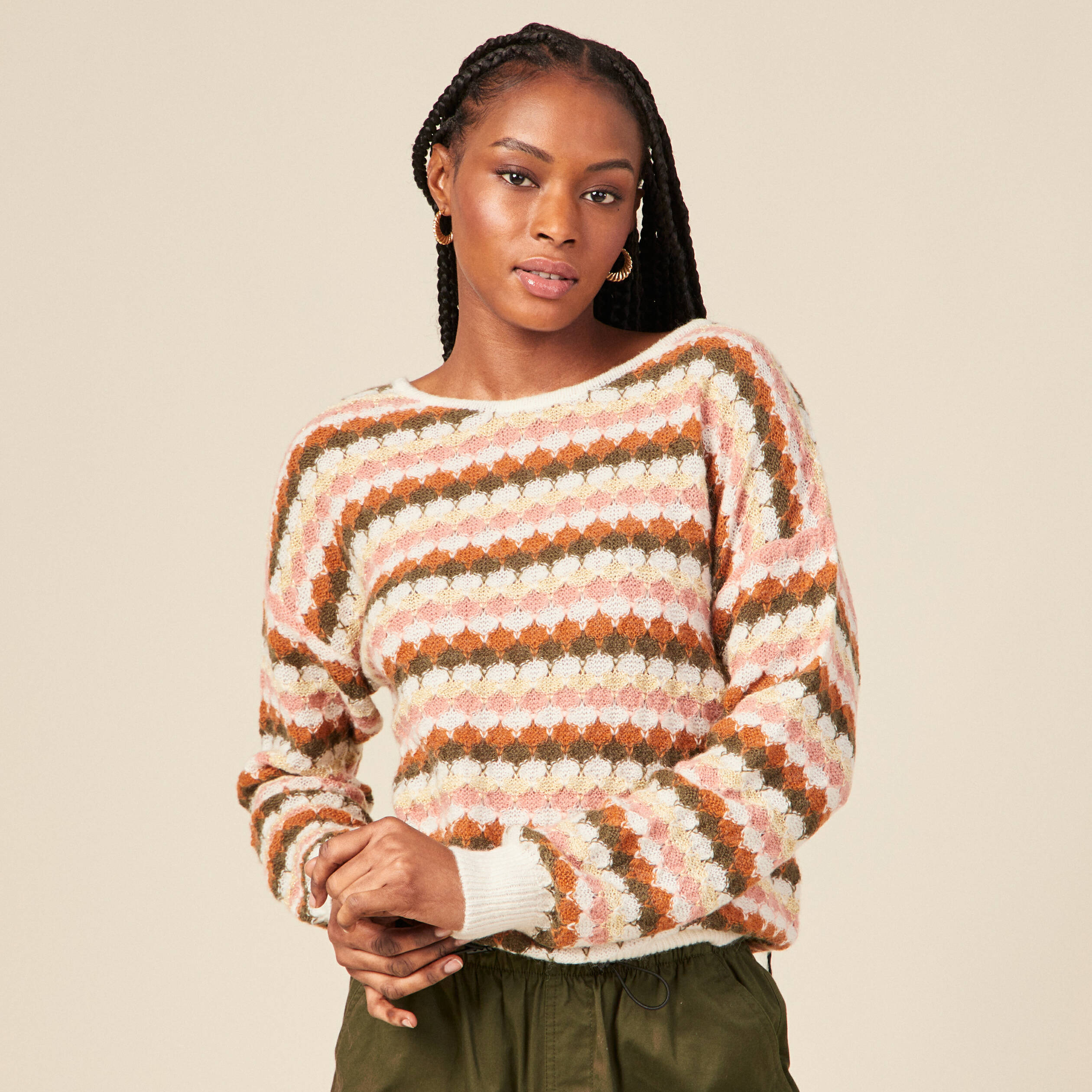 Pull éco-responsable orange foncé femme