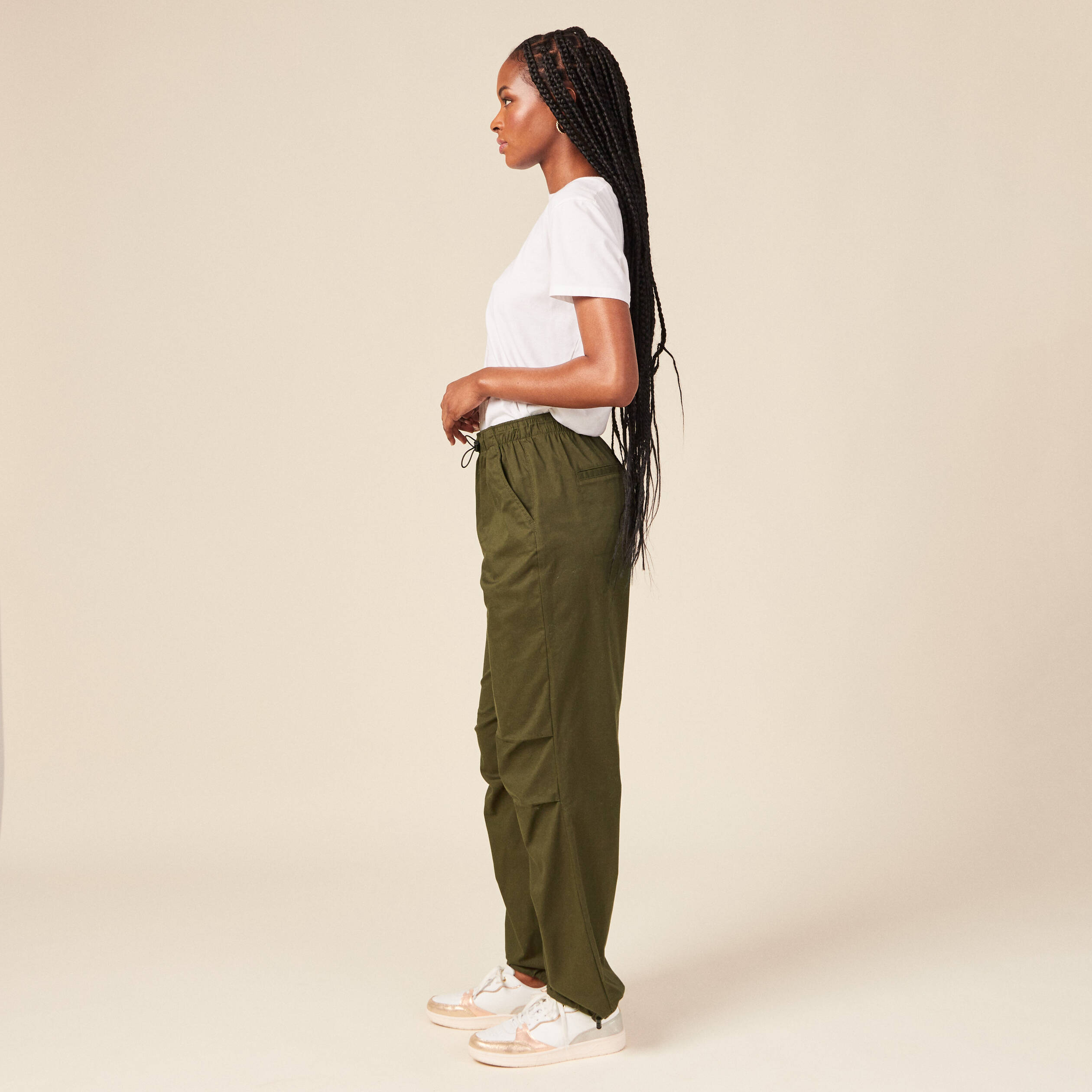Pantalon battle bas elastique vert kaki femme Bonobo