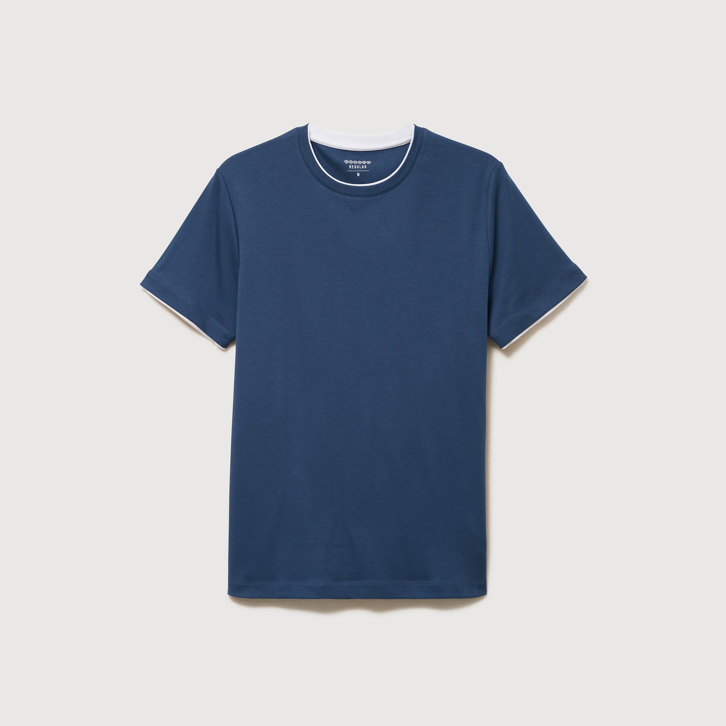 T-shirt droit col rond manches courtes bleu fonc&eacute; homme