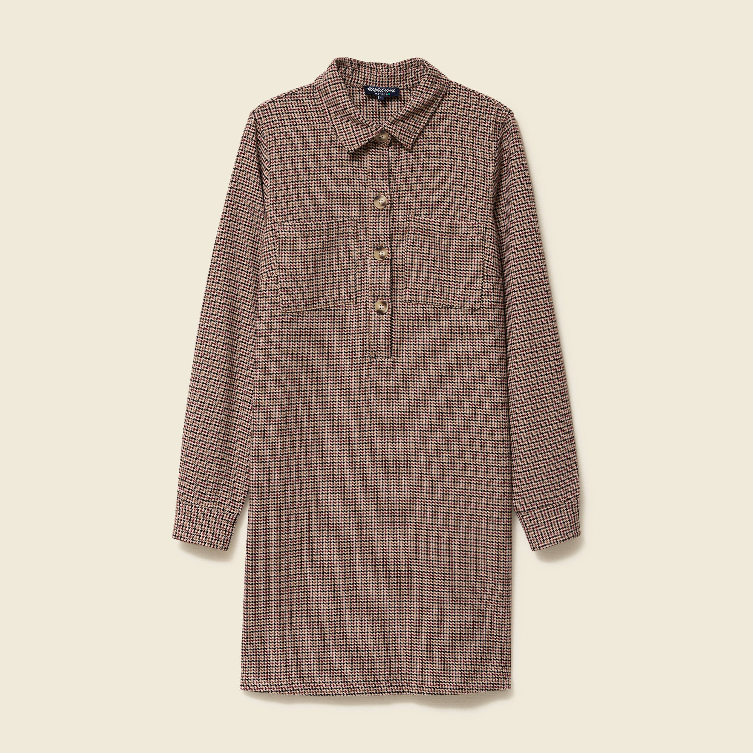 Robe manches longues beige femme