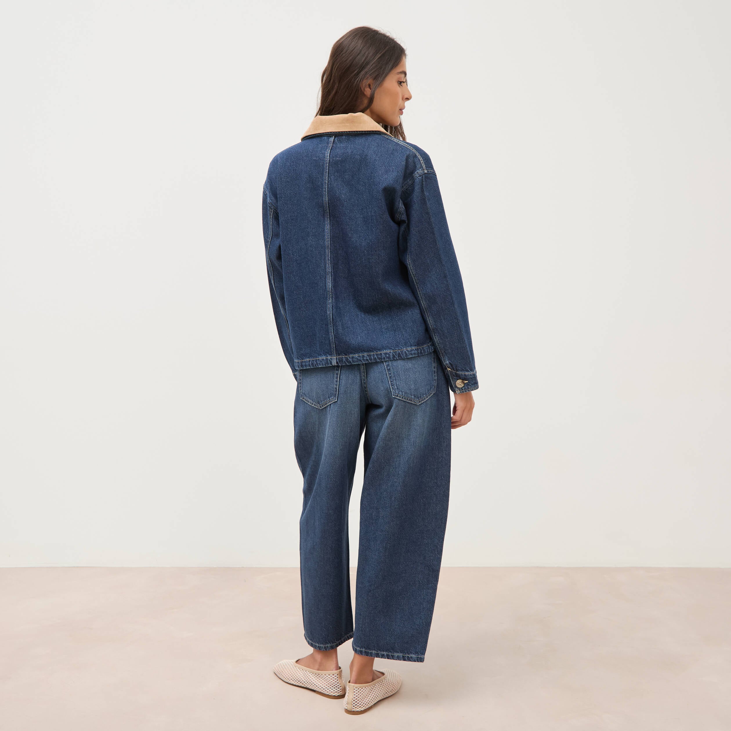 Veste en jeans manches longues denim brut clean femme