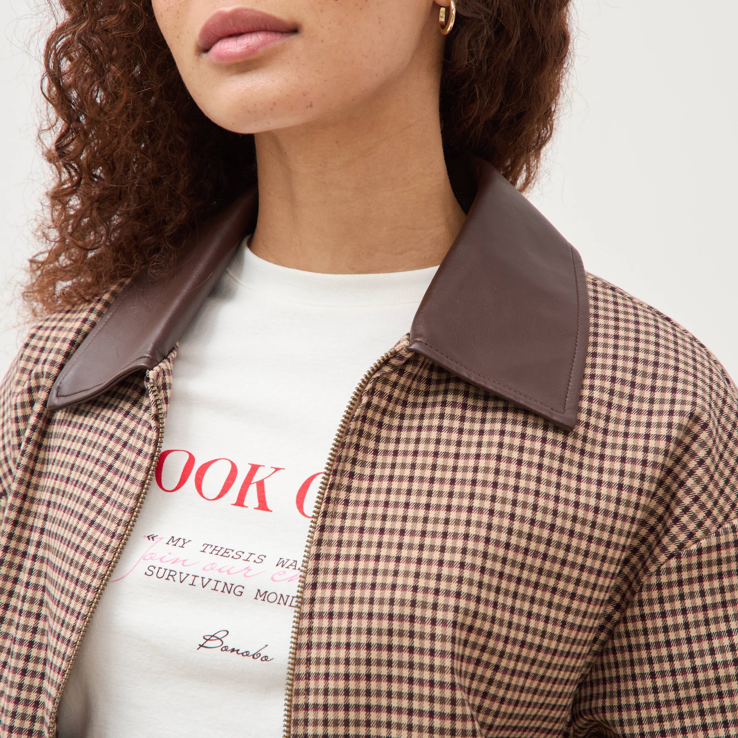 Blouson oversize manches longues doubl&eacute; ficelle femme