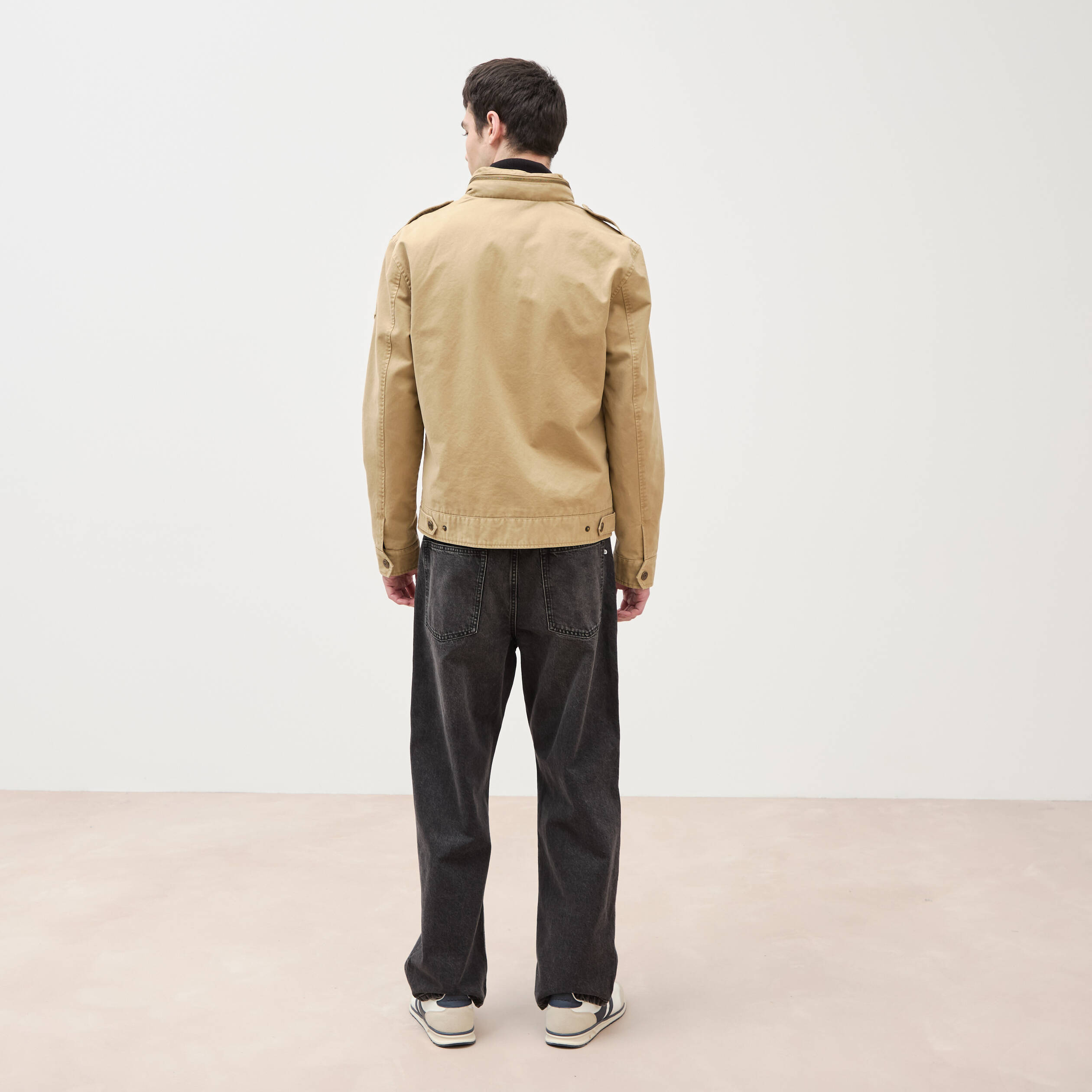 Veste col montant manches longues beige homme