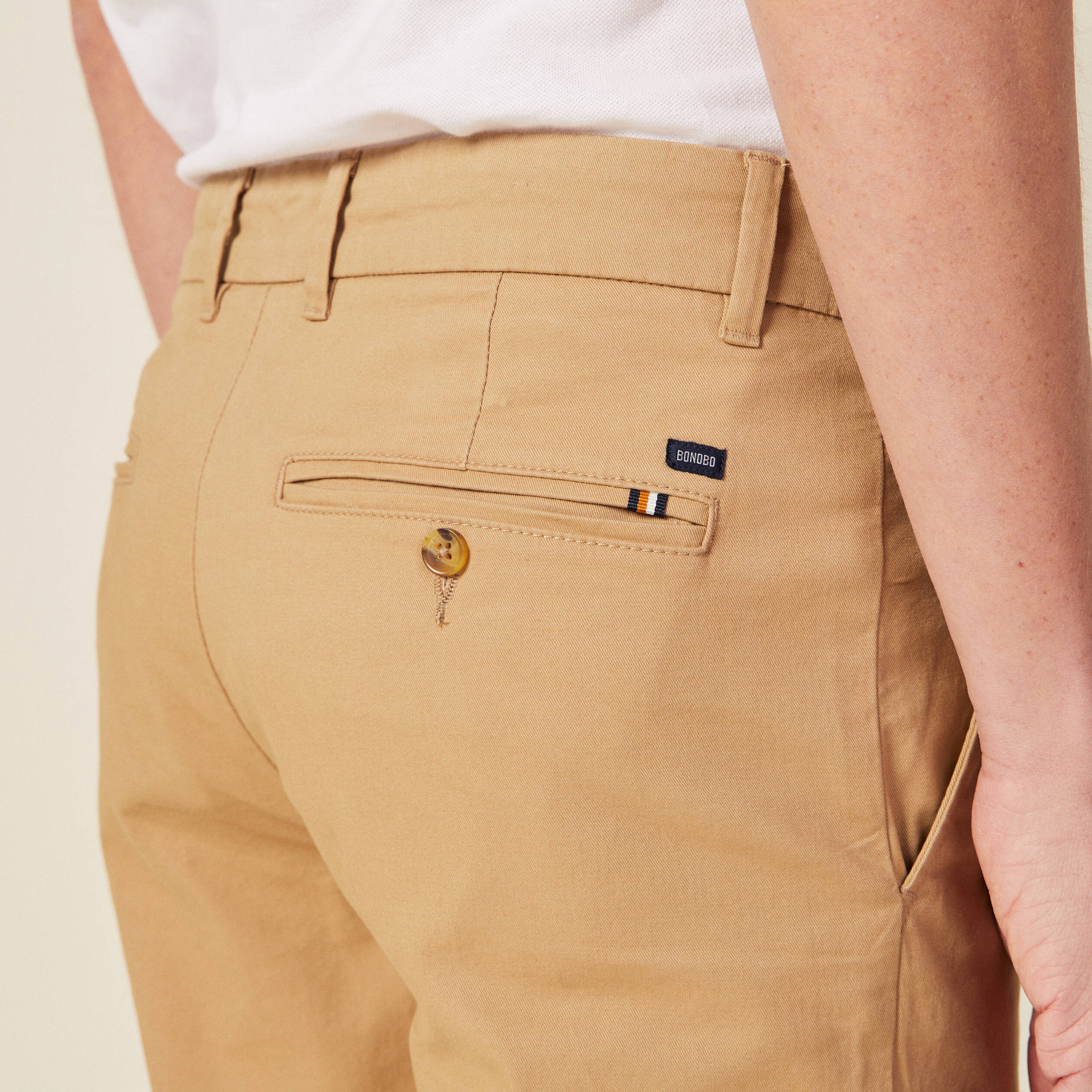 Pantalon slim Instinct chino beige homme Bonobo