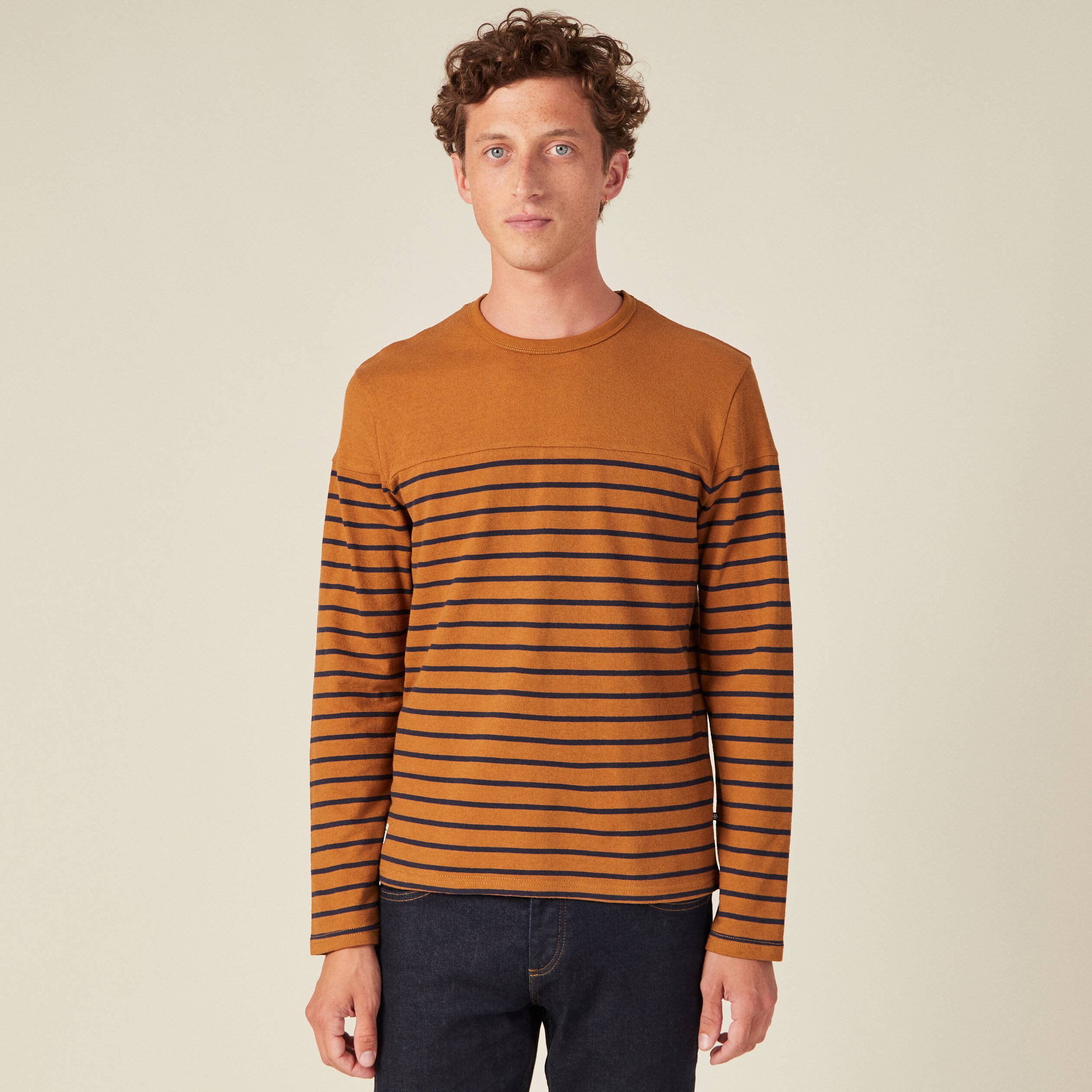 t shirt manches longues marron homme T-shirt manches longues marron homme
