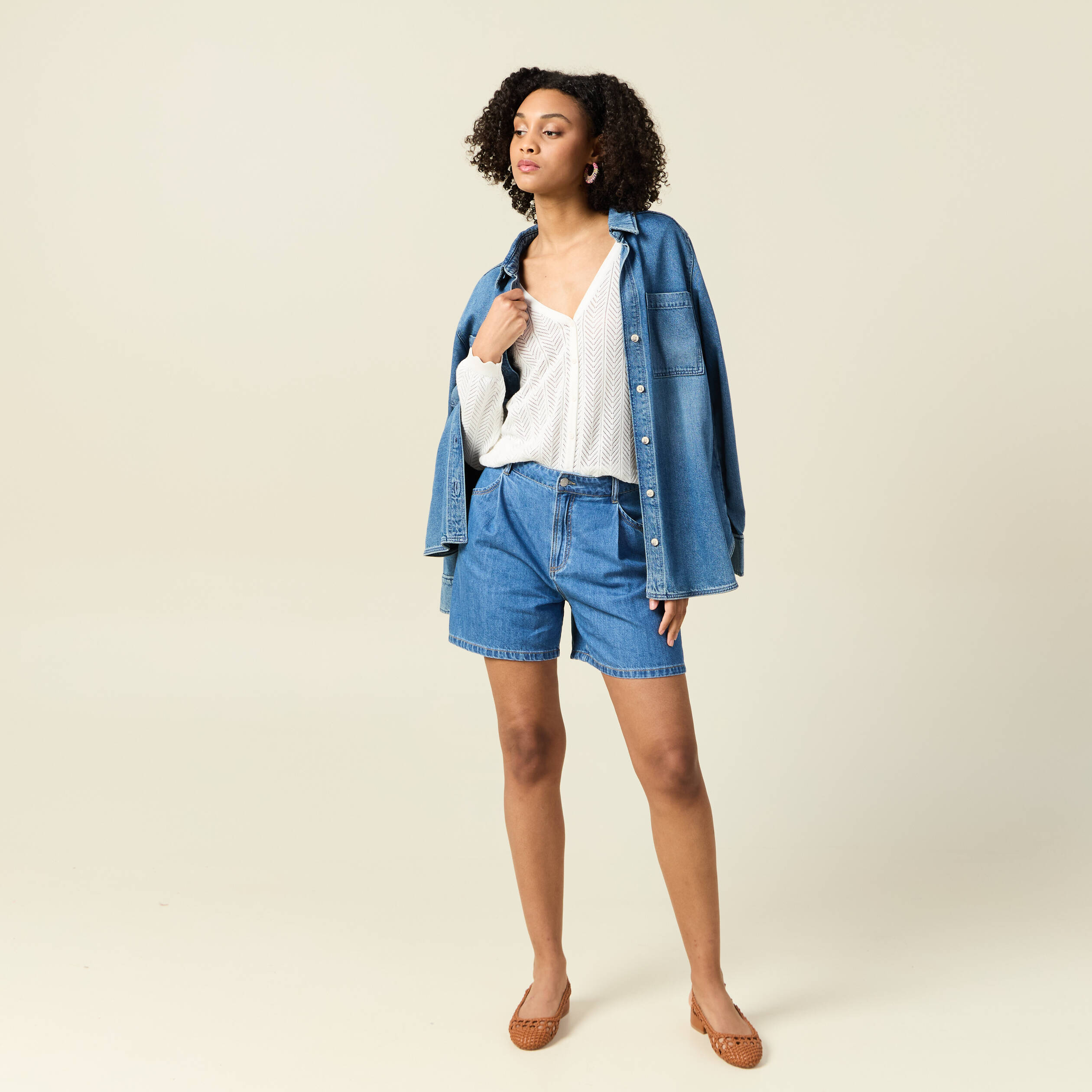 gilet dos devant ajoure ecru femme Gilet dos devant ajouré ecru femme