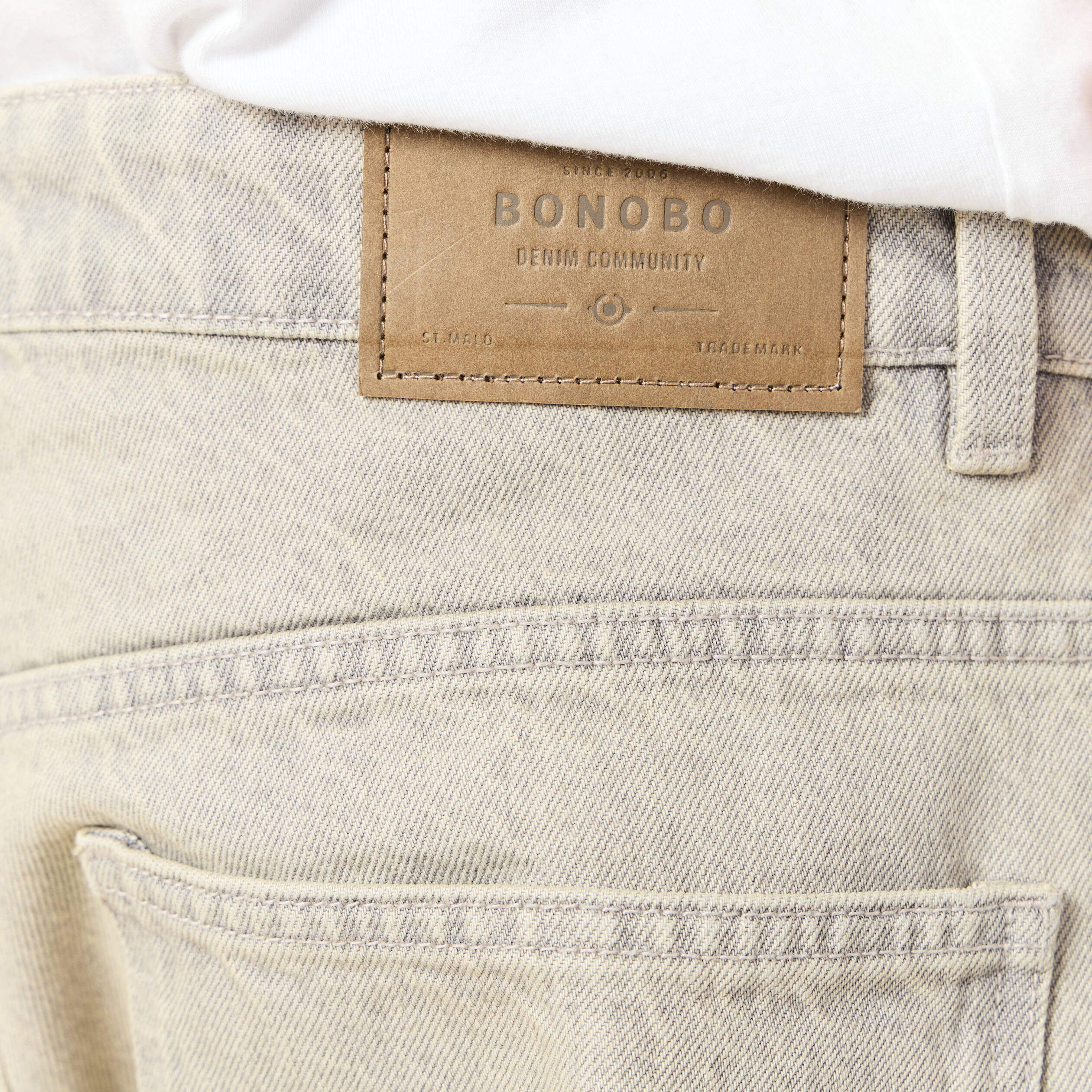 jeans large 5 poches denim beige homme Jeans large 5 poches denim beige homme
