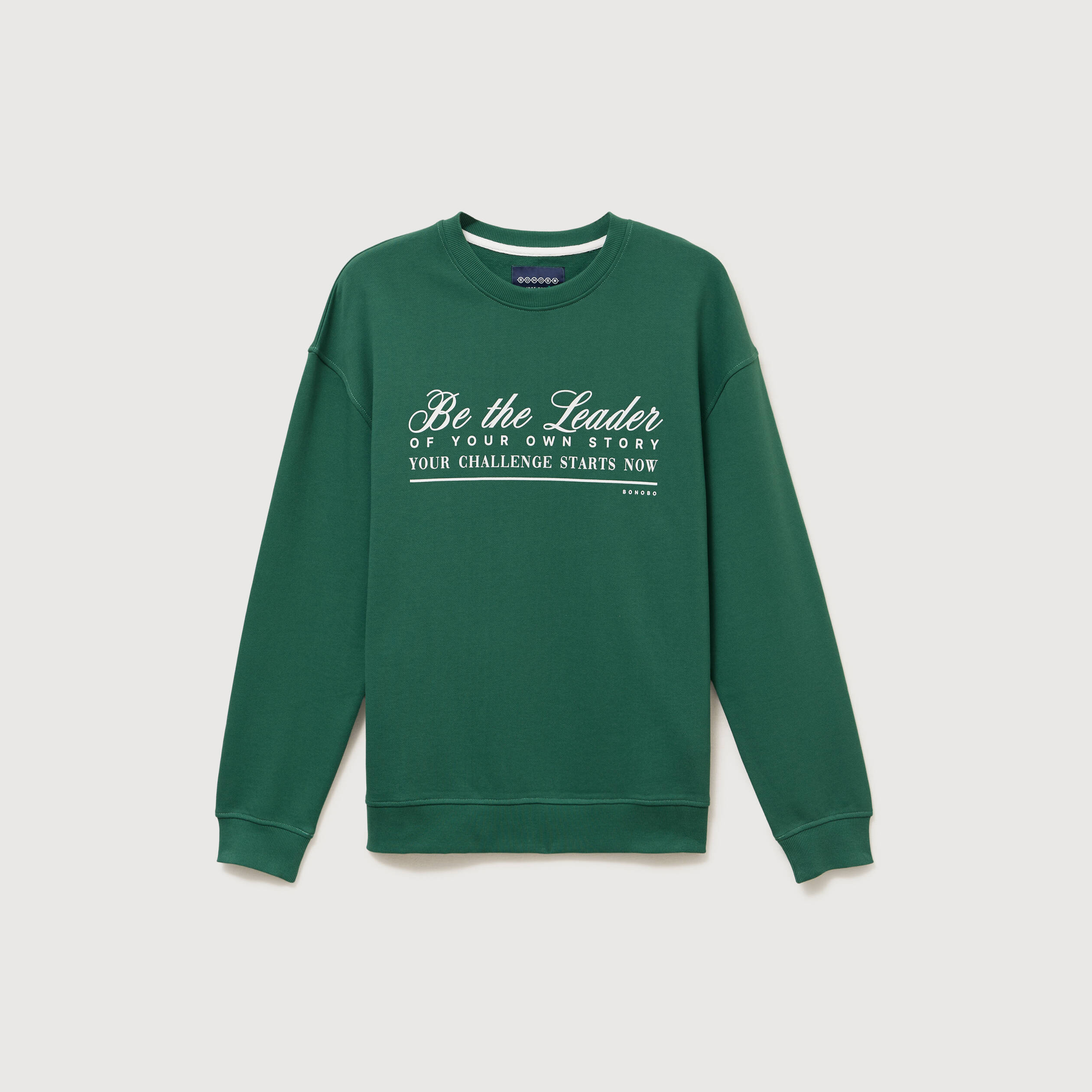 Sweat manches longues en coton vert homme
