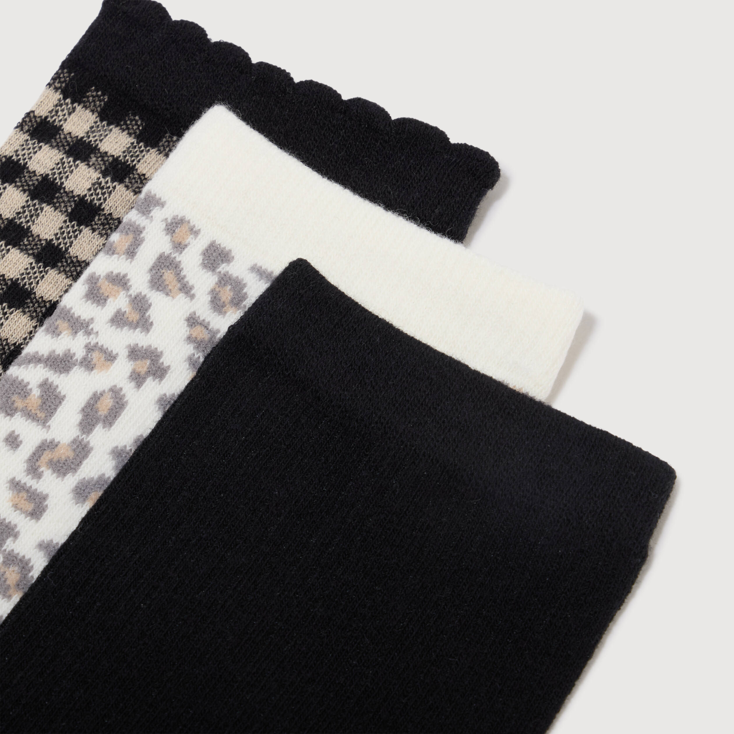 Lot de 3 paires chaussettes hautes noir femme