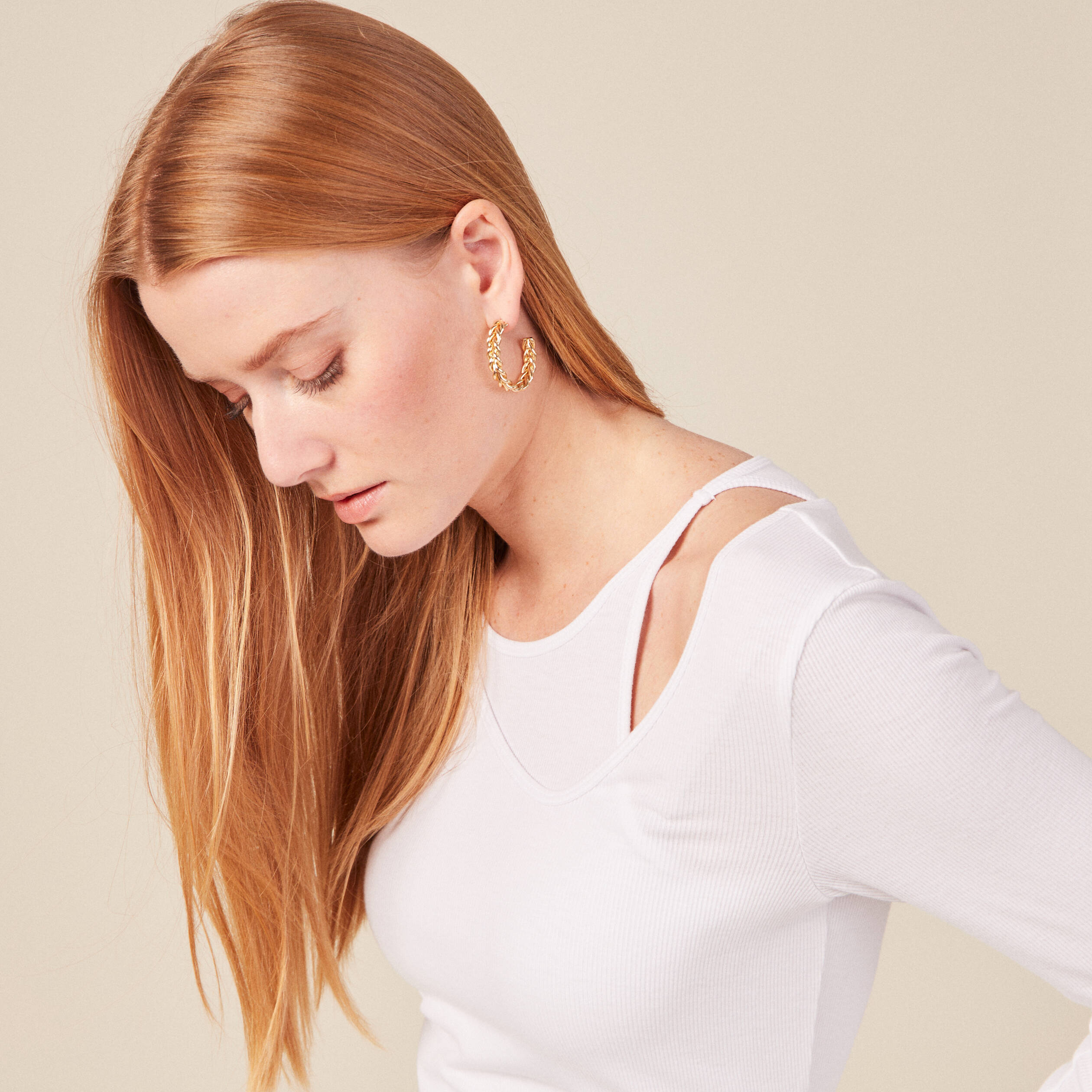 t shirt cotele eco responsable blanc femme T-shirt côtelé éco-responsable blanc femme