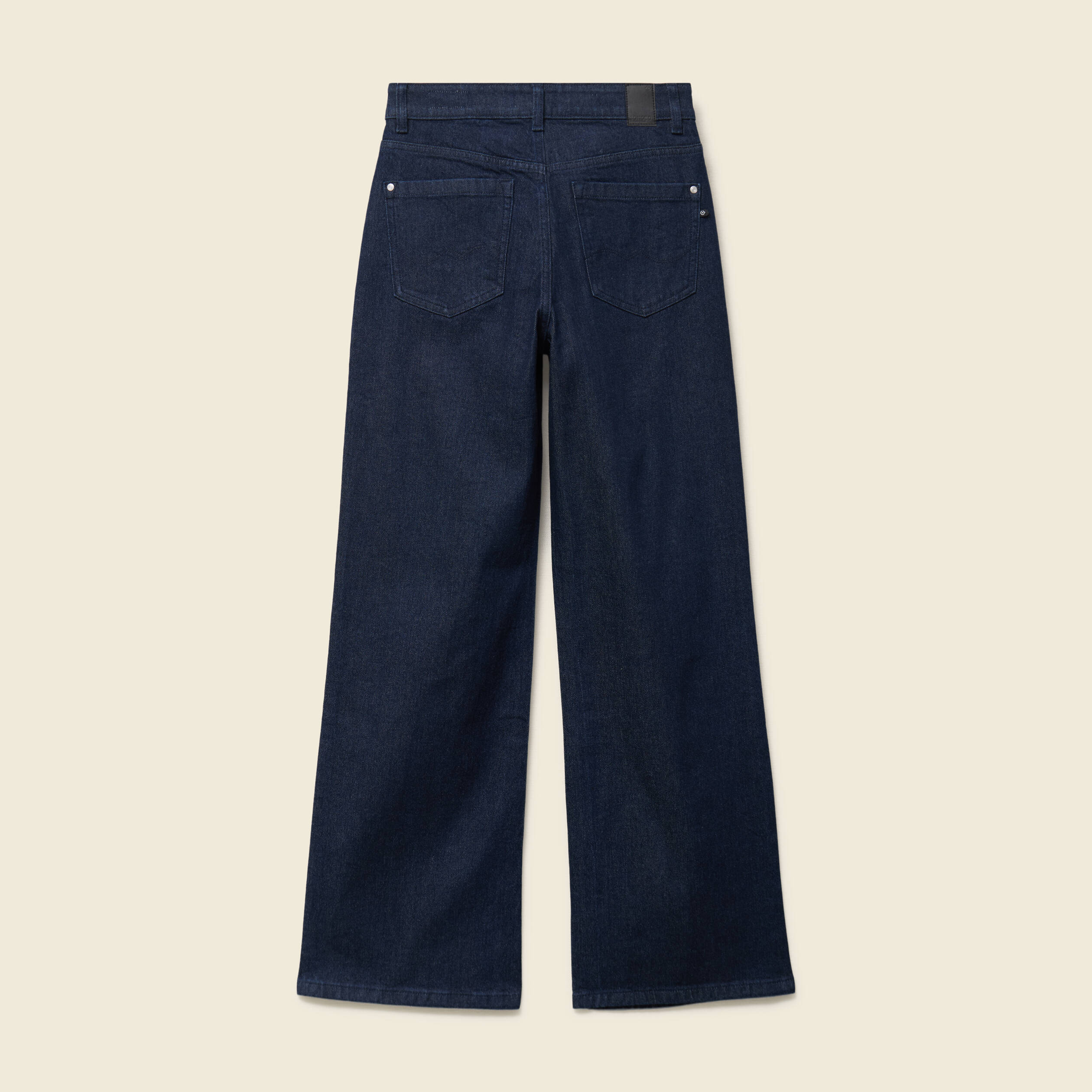 Jeans large taille haute denim brut rinse femme