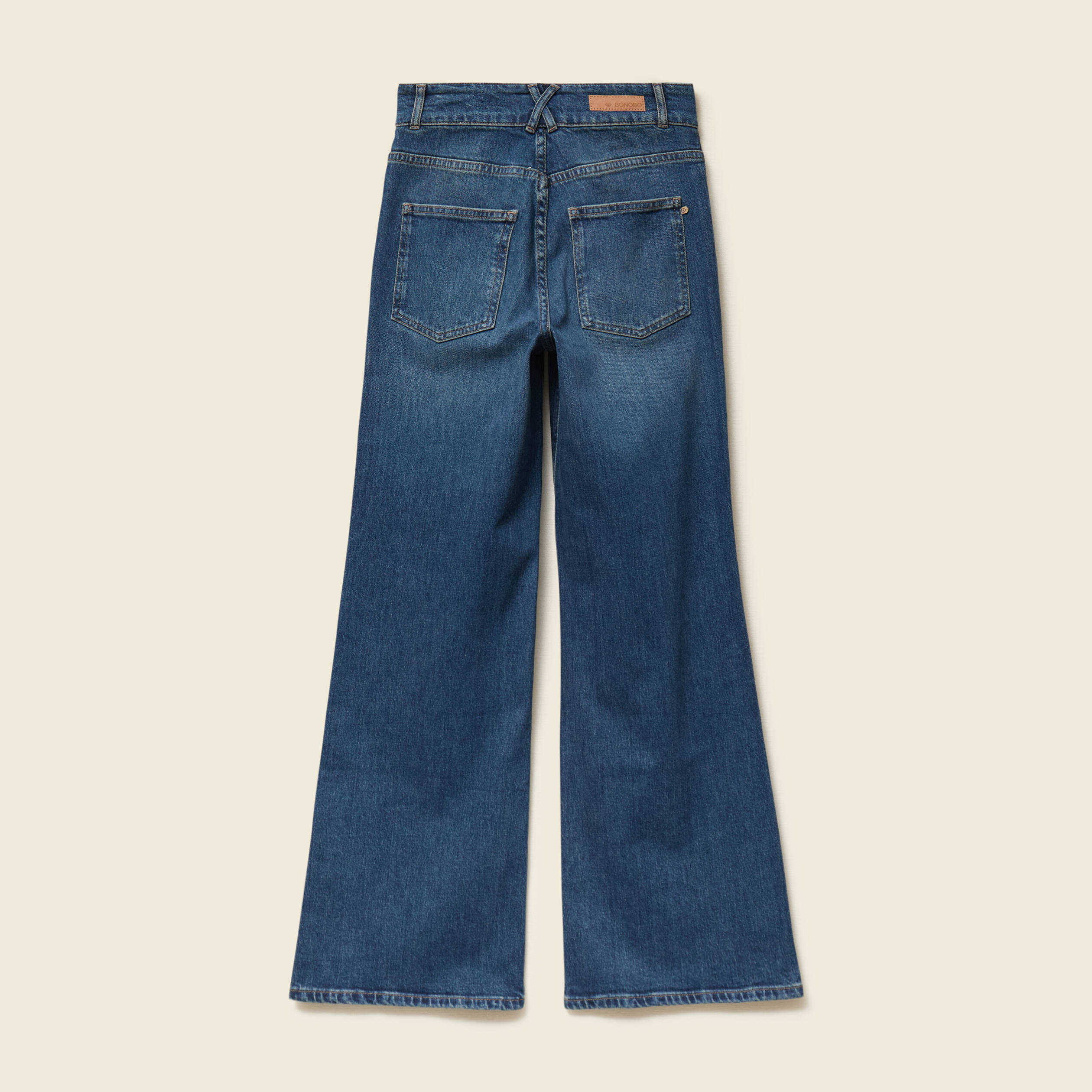 Jeans bootcut taille haute bleu femme