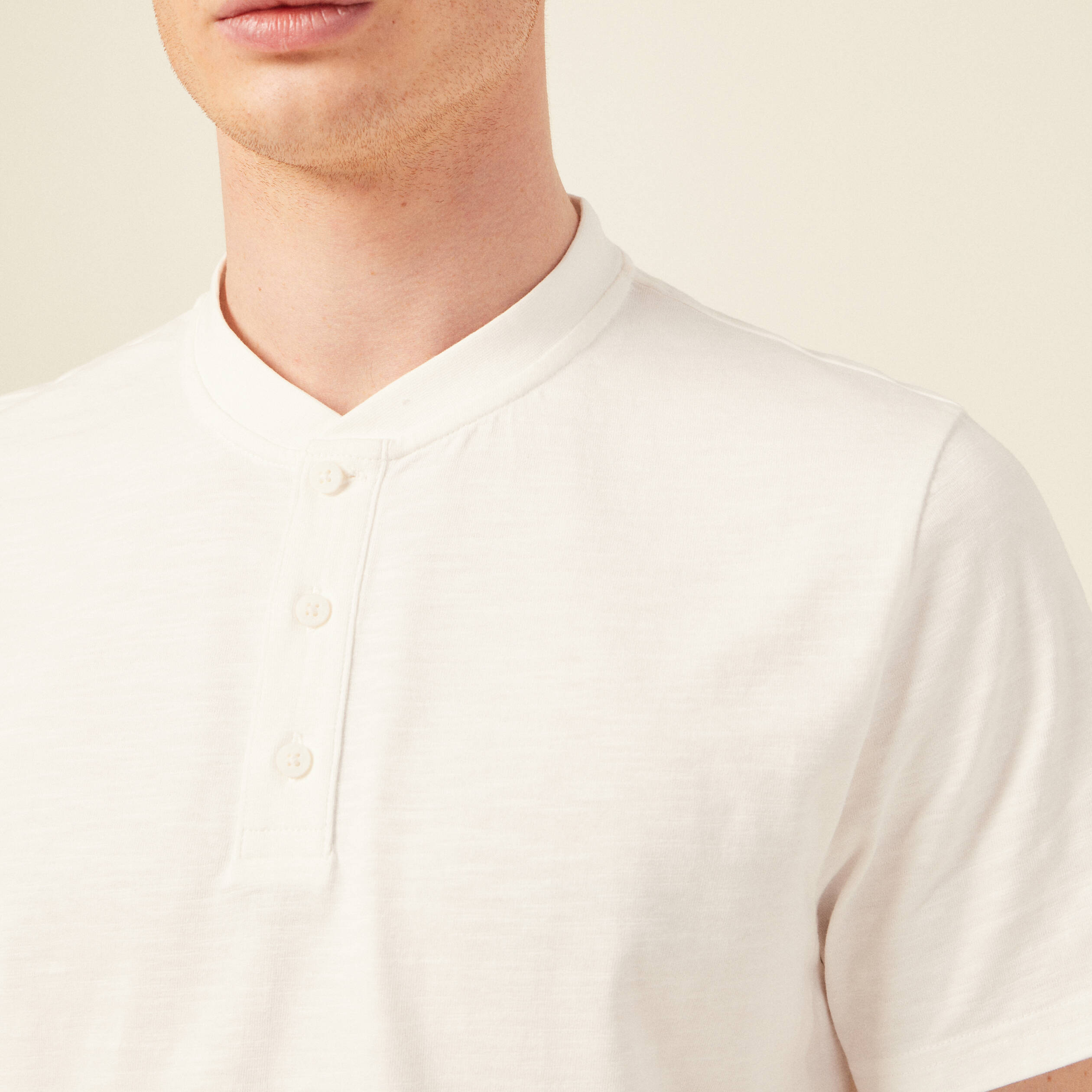 T-shirt en coton manches courtes ecru homme