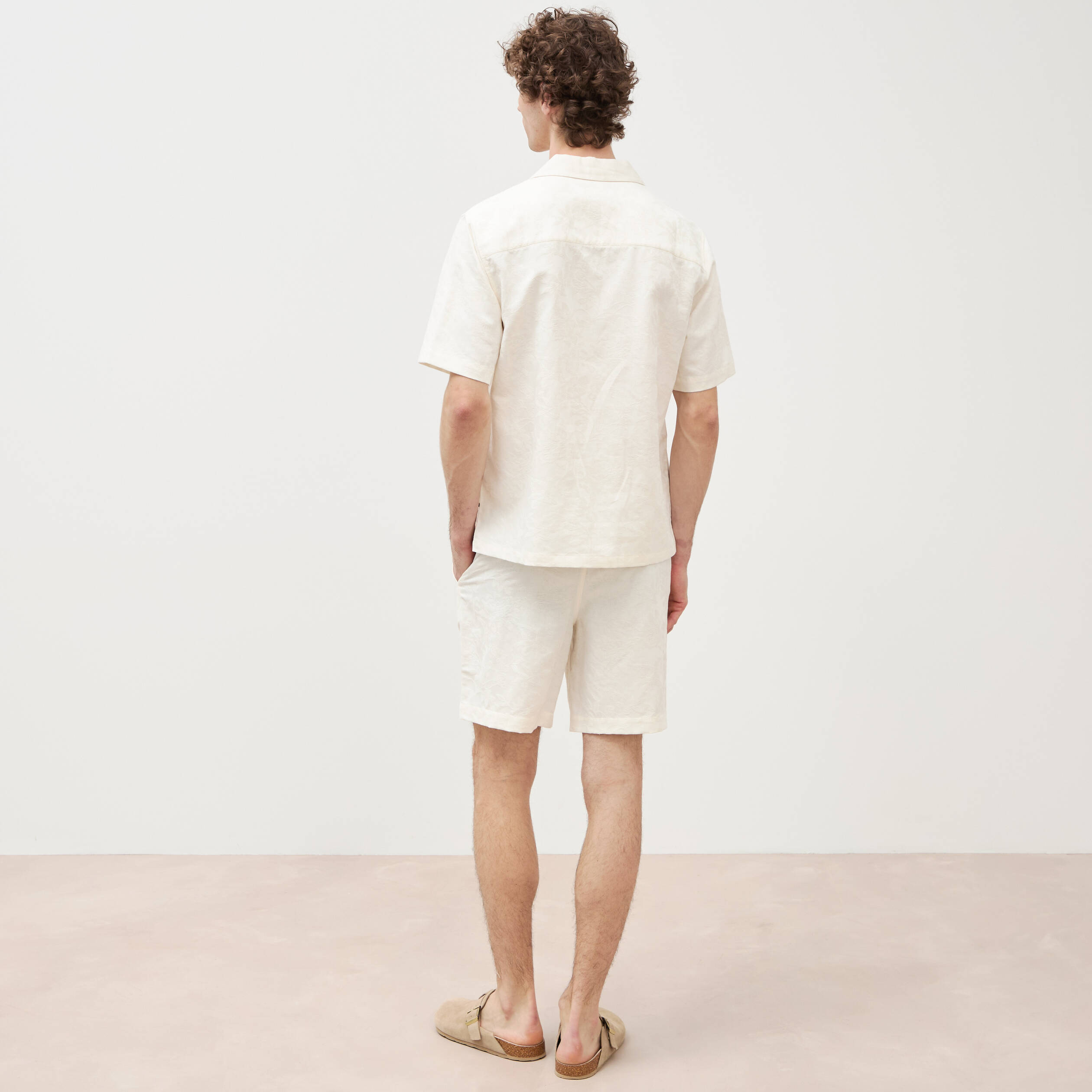 Chemise boyfriend manches courtes ecru homme
