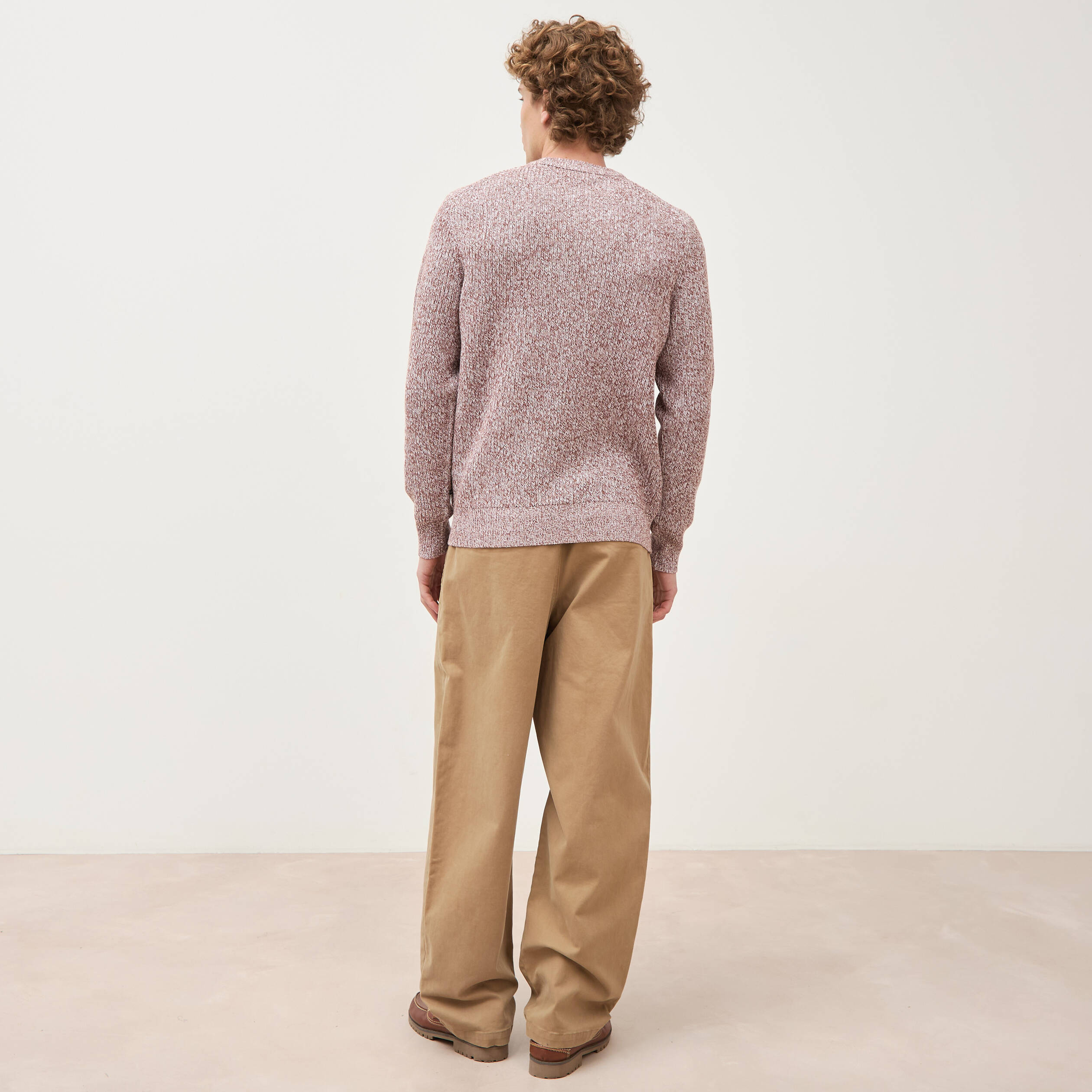 Pull manches longues marron fonc&eacute; homme