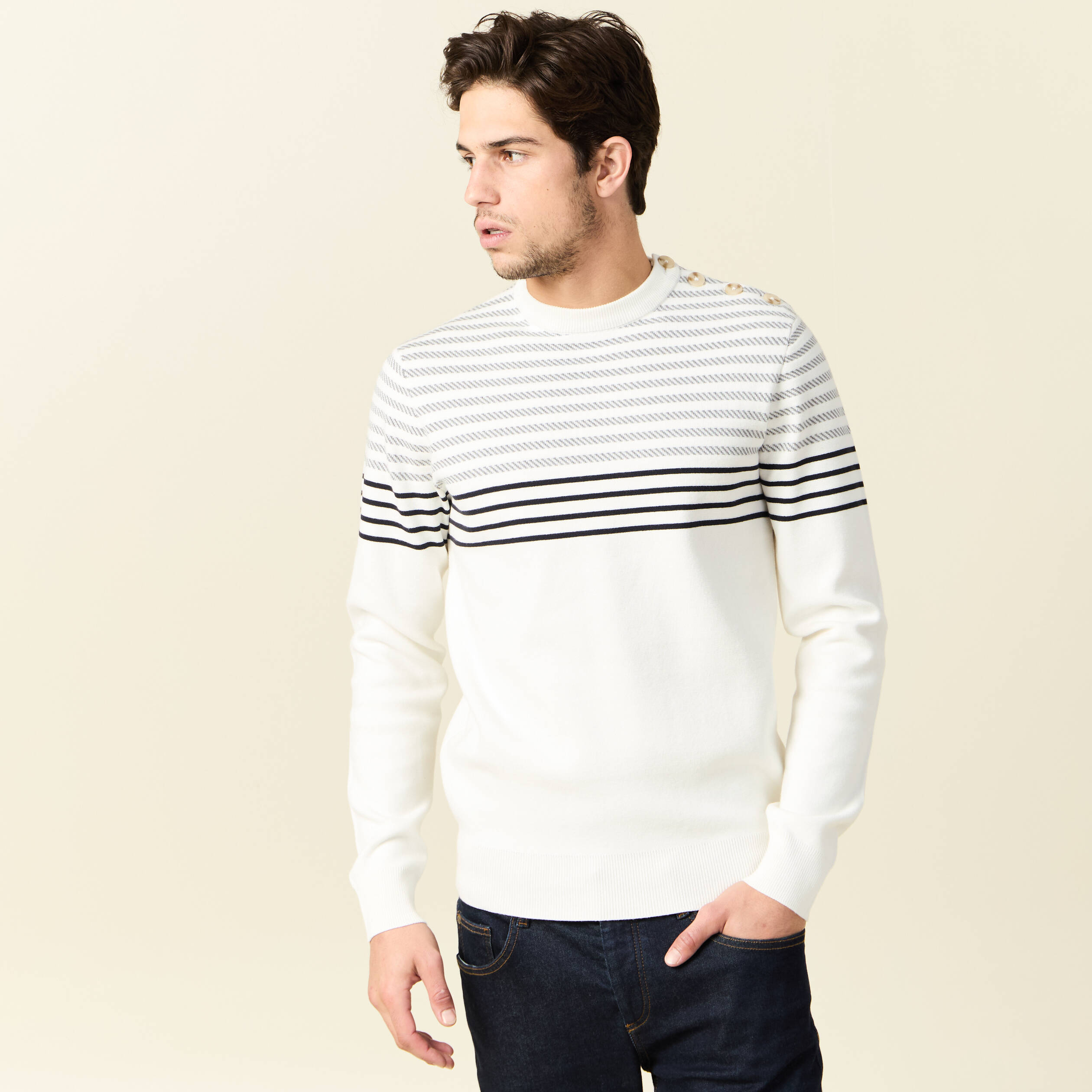 pull manches longues ecru homme Pull manches longues ecru homme