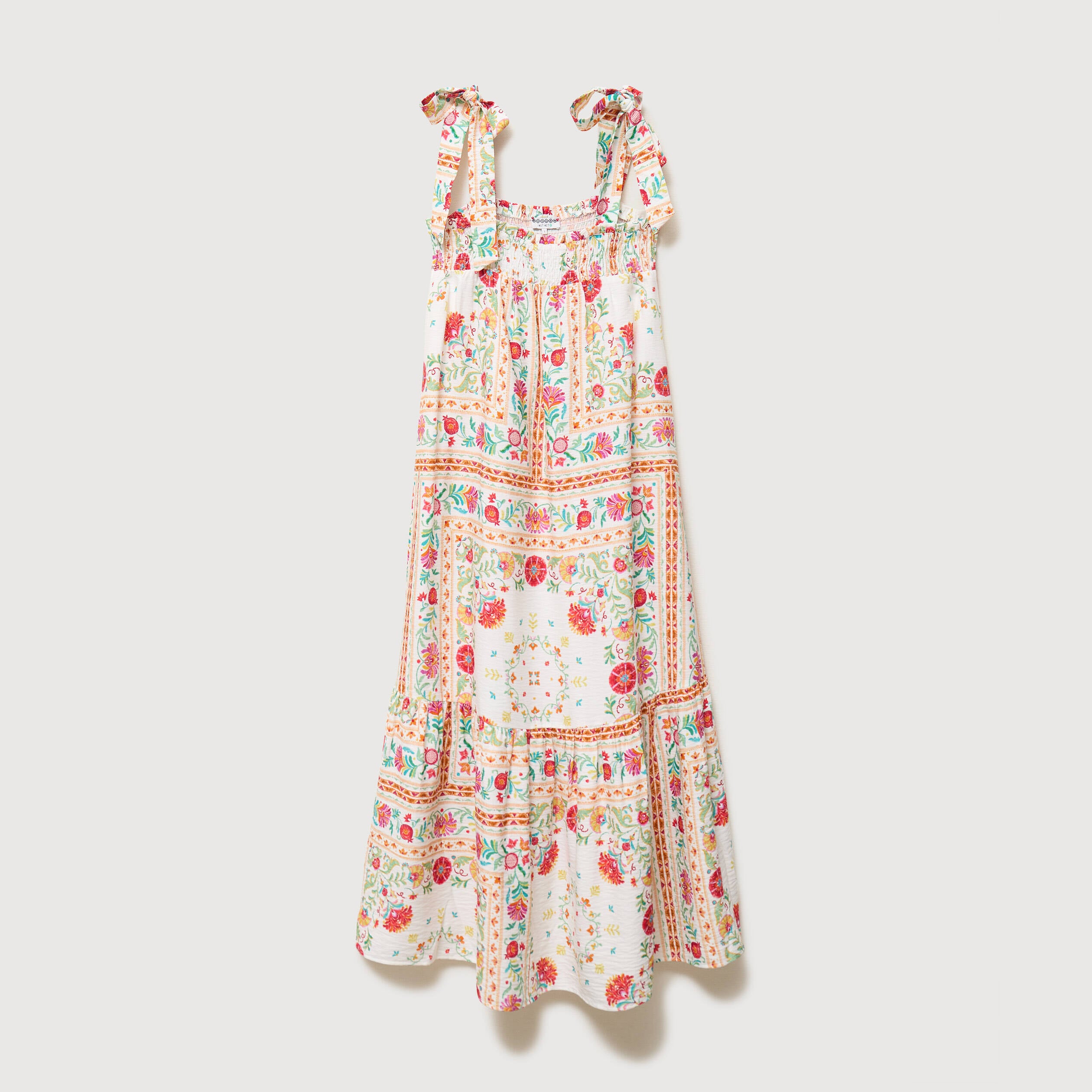 Robe bretelles col carr&eacute; fluide blanc femme