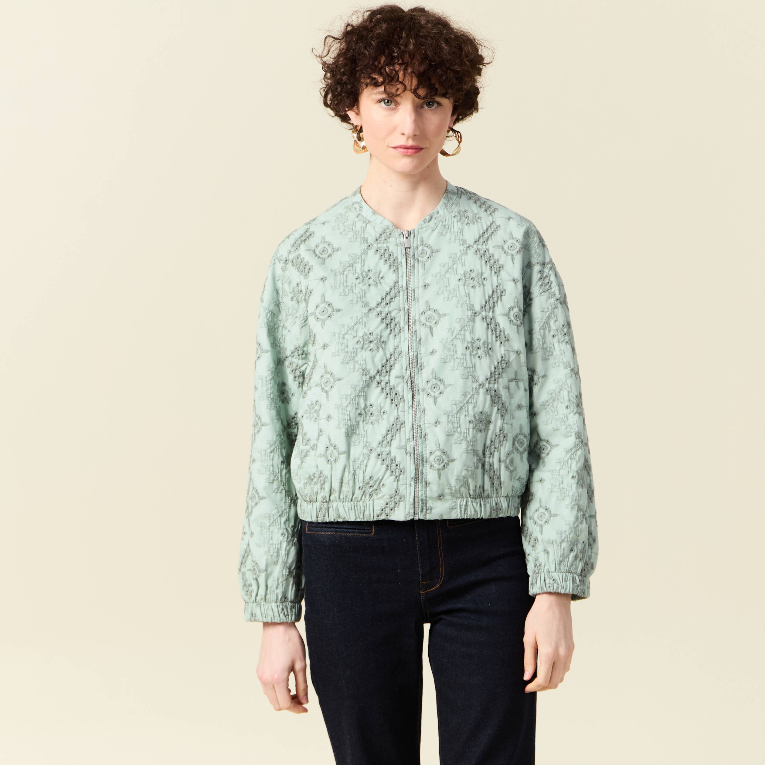 veste broderie anglaise vert clair femme Veste broderie anglaise vert clair femme