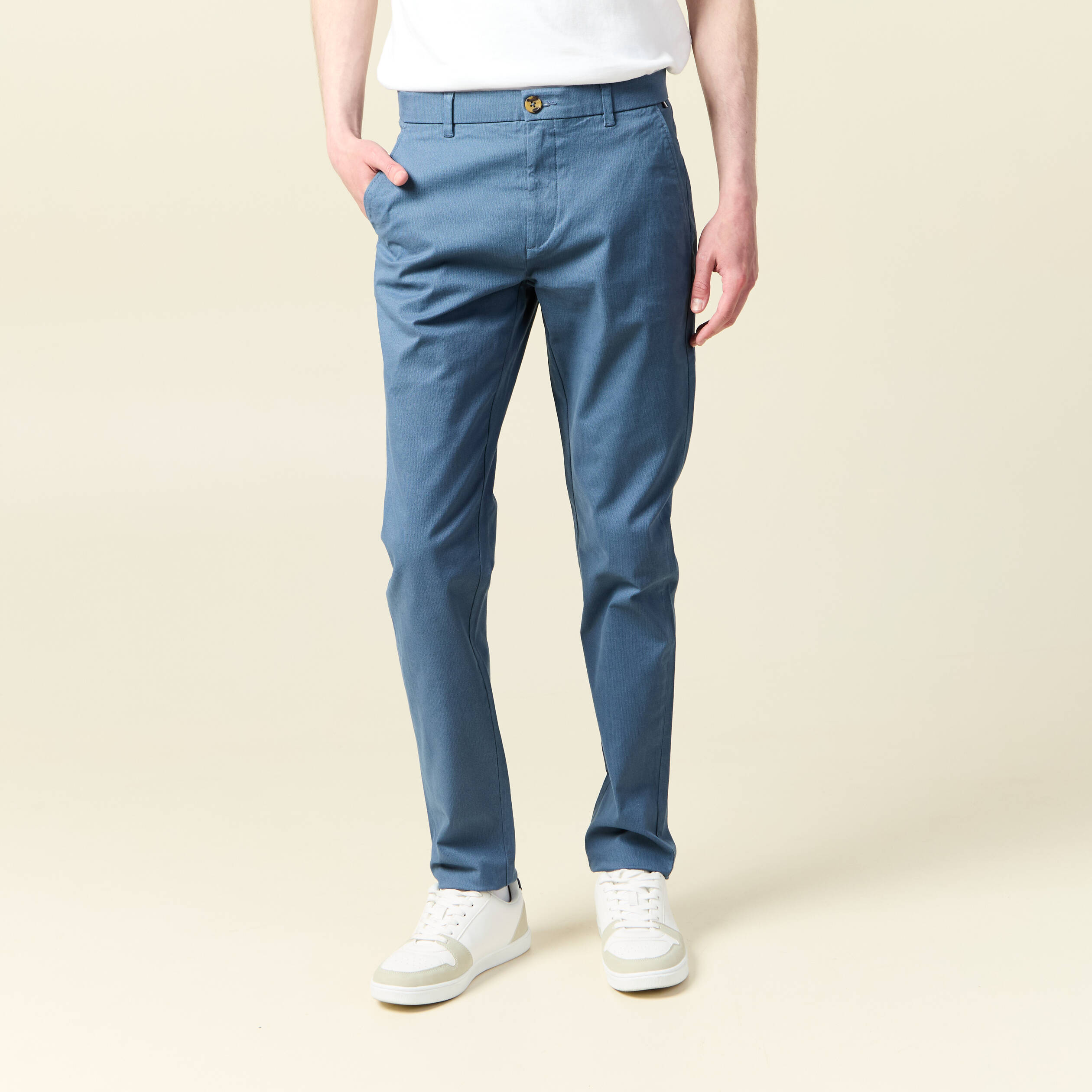 Pantalon chino slim bleu foncé homme