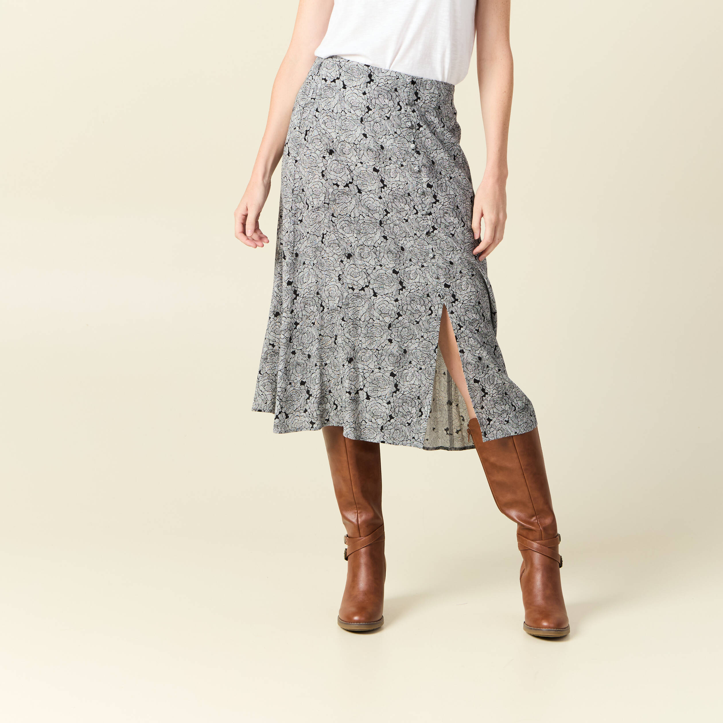 jupe midi droite fendue noir femme Jupe midi droite fendue noir femme
