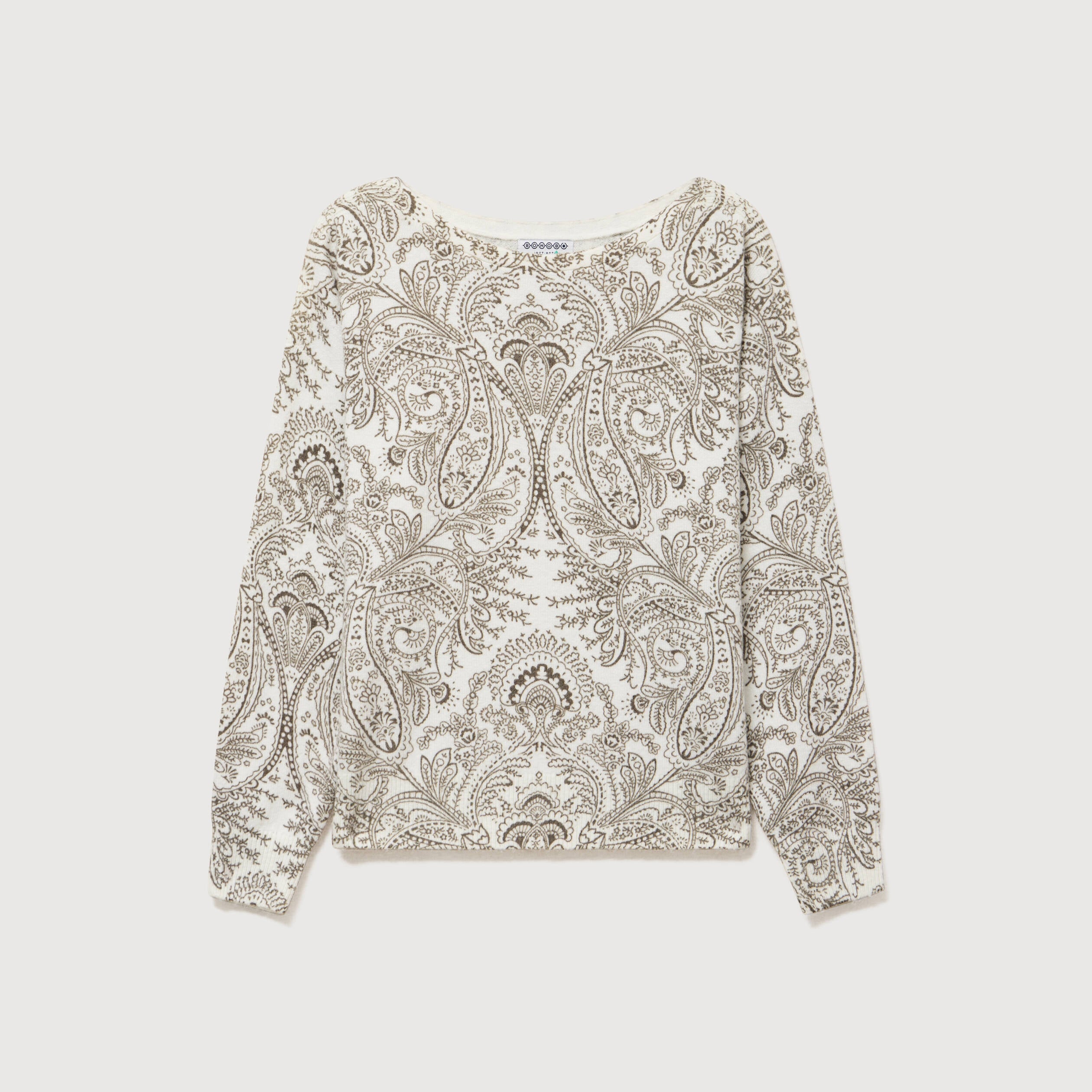 Pull manches longues col bateau vert kaki femme