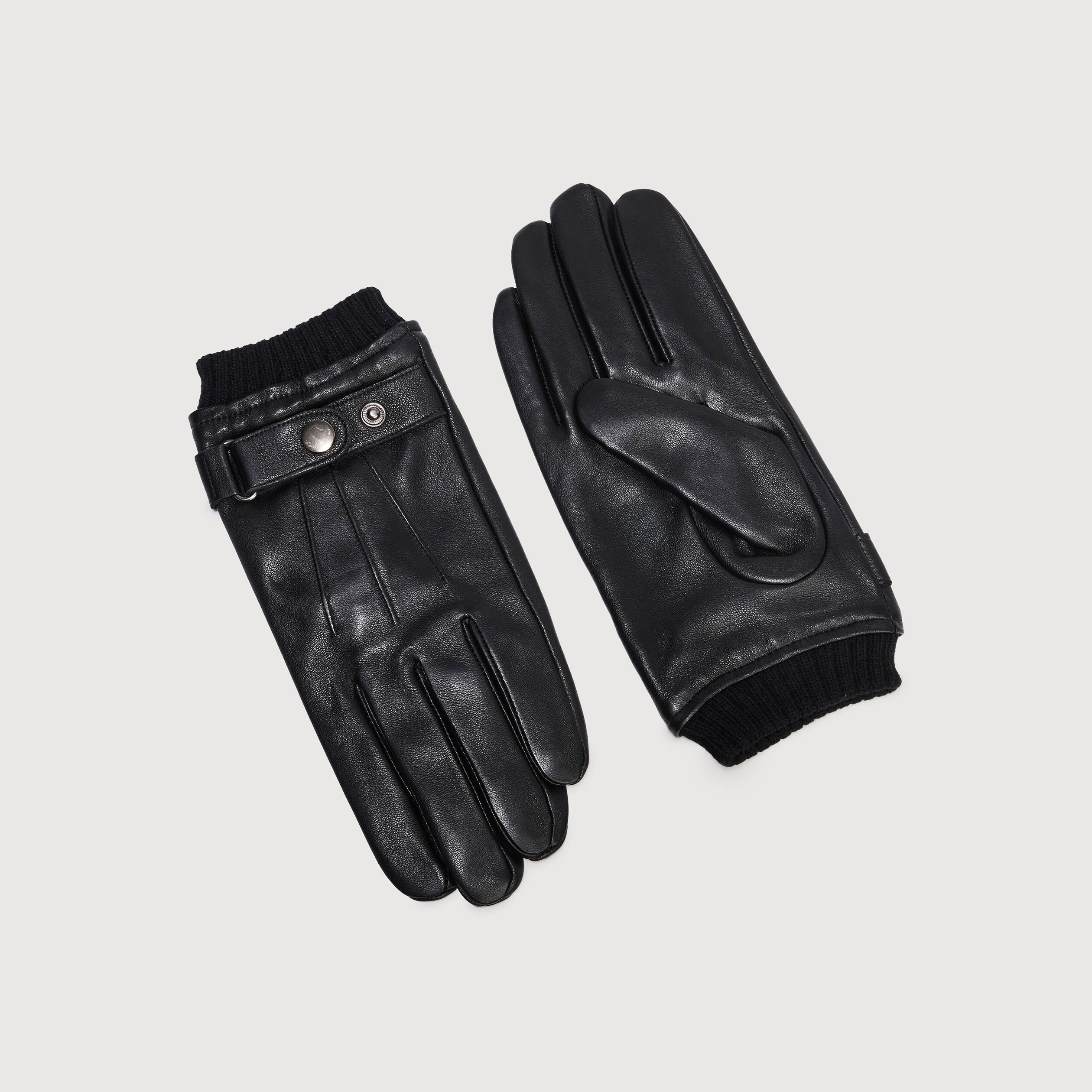 Gants en cuir avec doublure noir homme