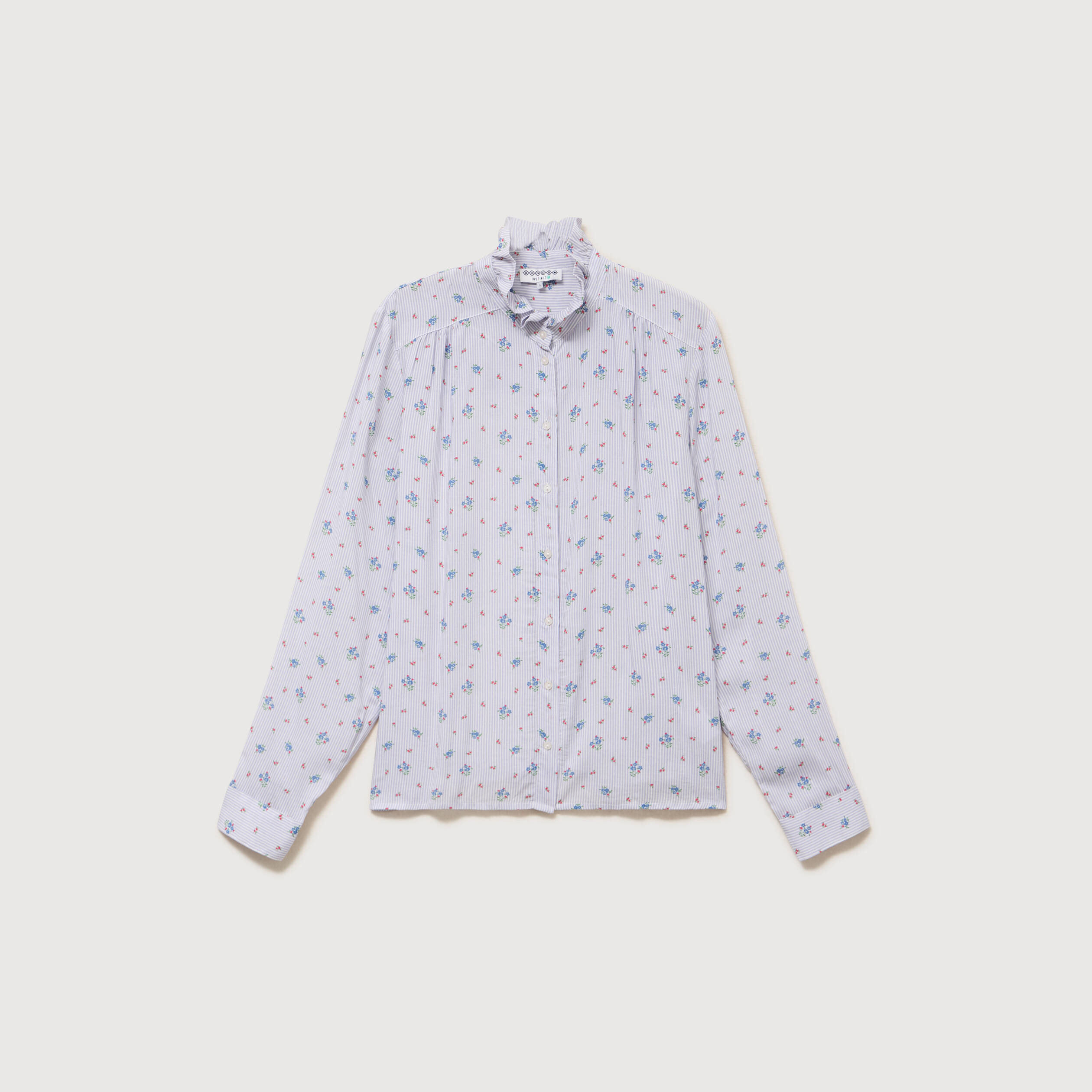 Chemise droite manches longues bleu ciel femme