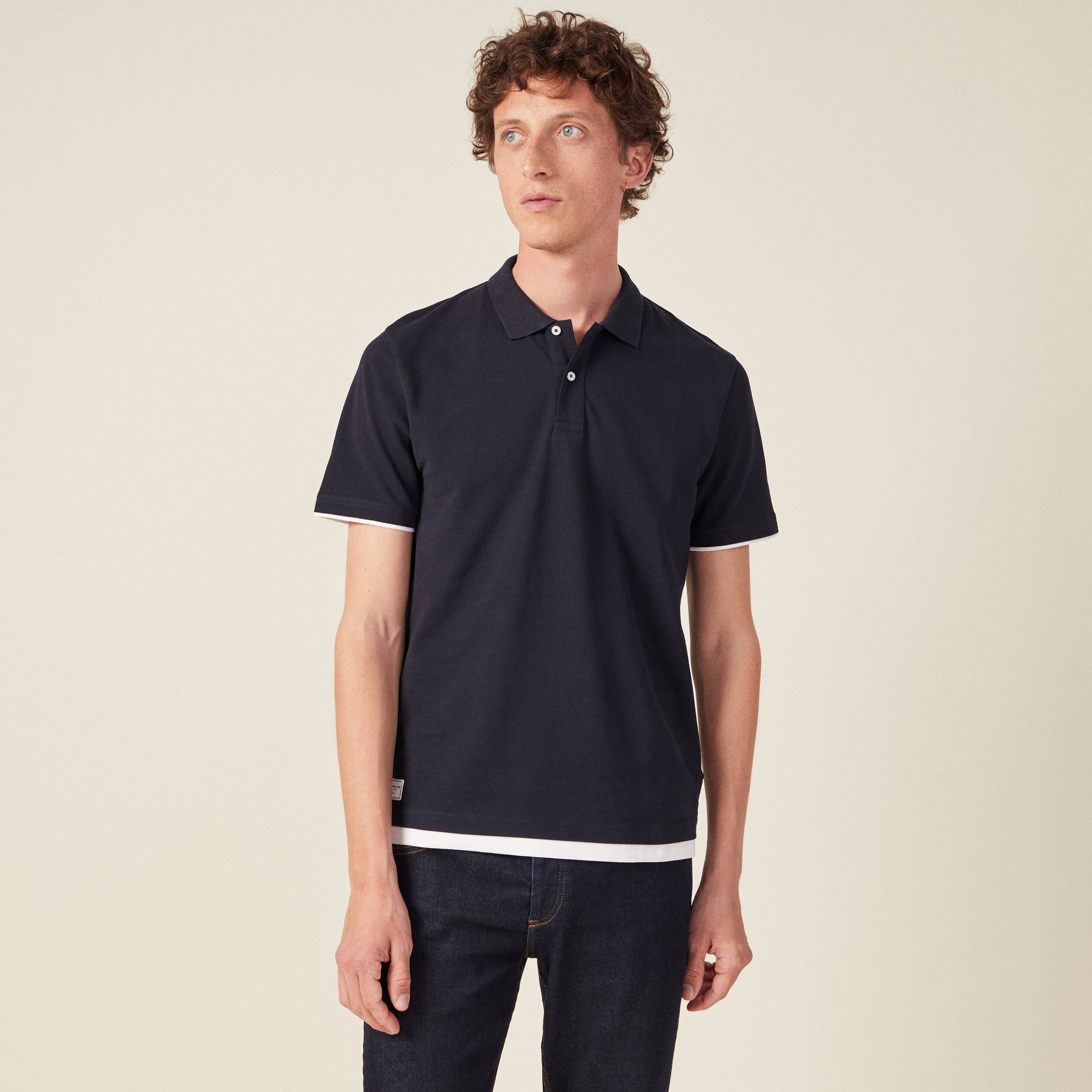 Polo manches courtes bleu marine homme