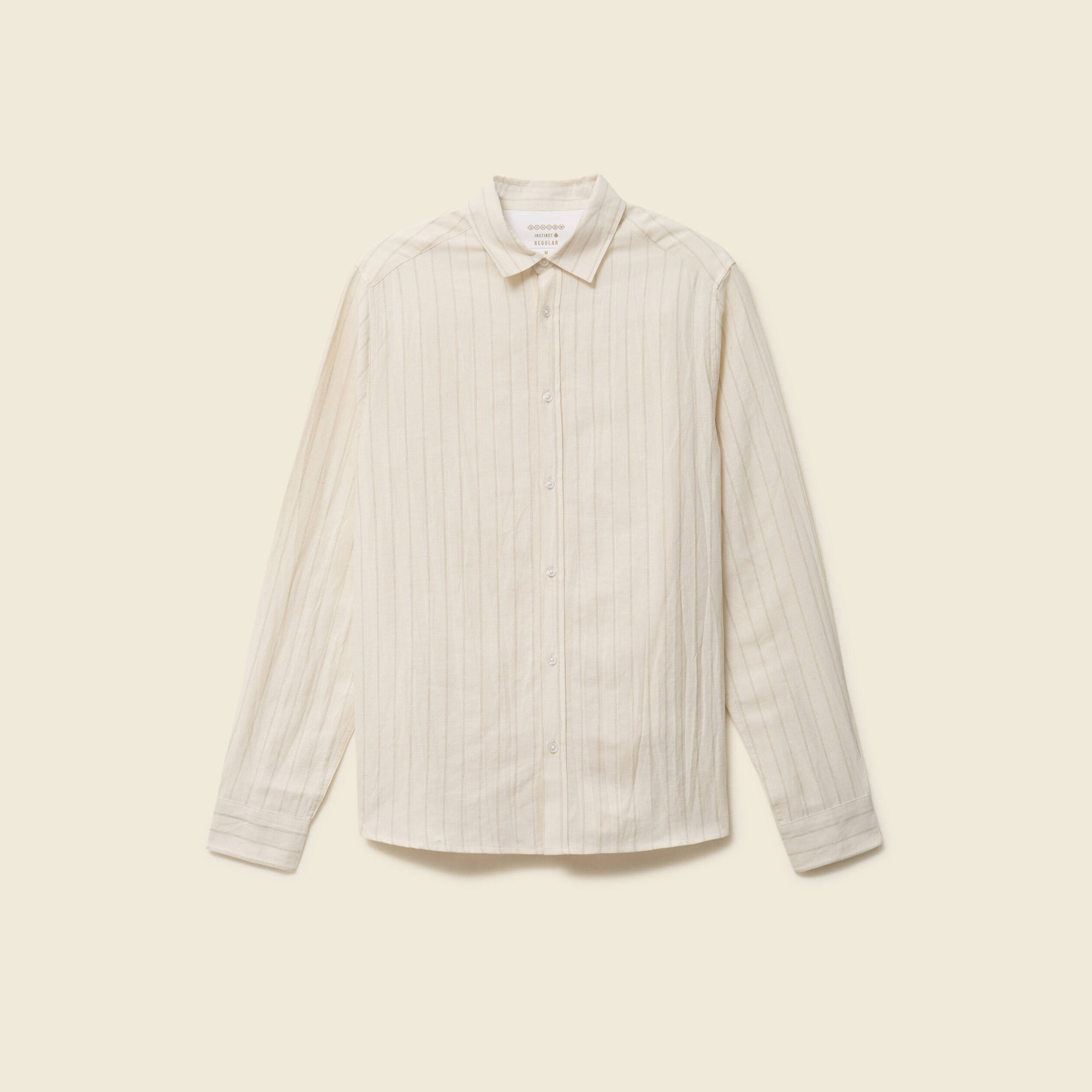 Chemise manches longues beige fonce homme