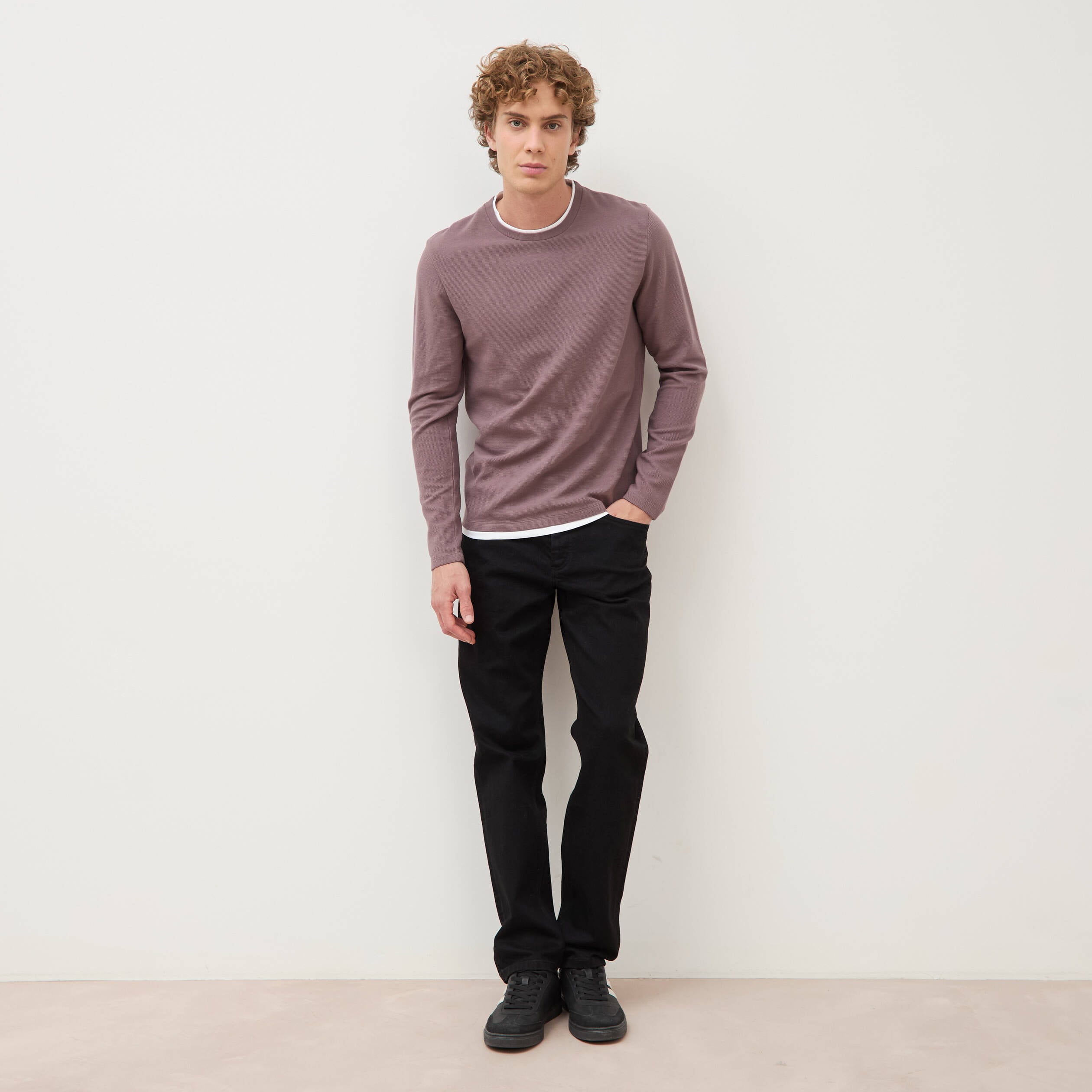T-shirt manches longues mauve homme
