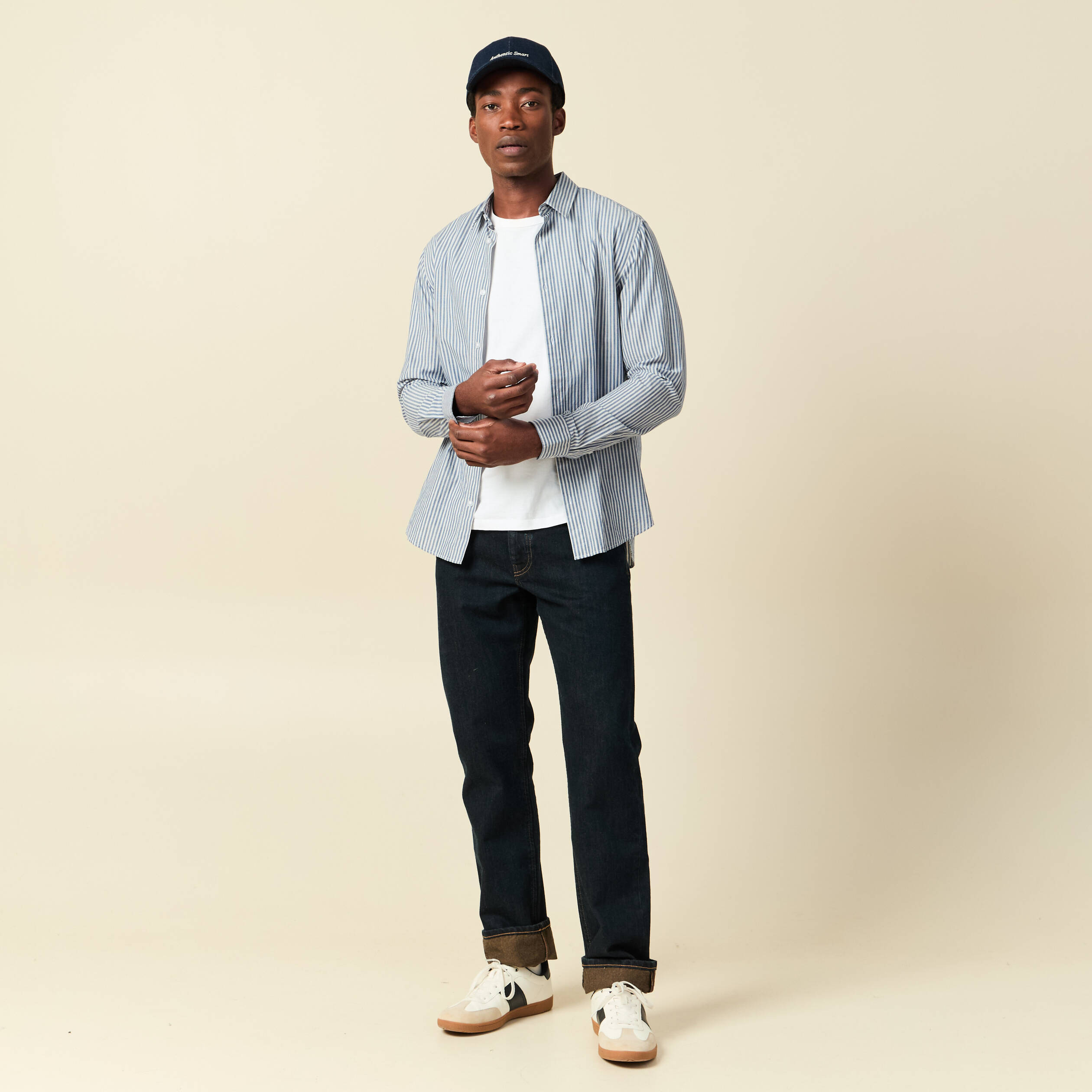 Jeans regular longueur 34 en coton denim brut rinse homme
