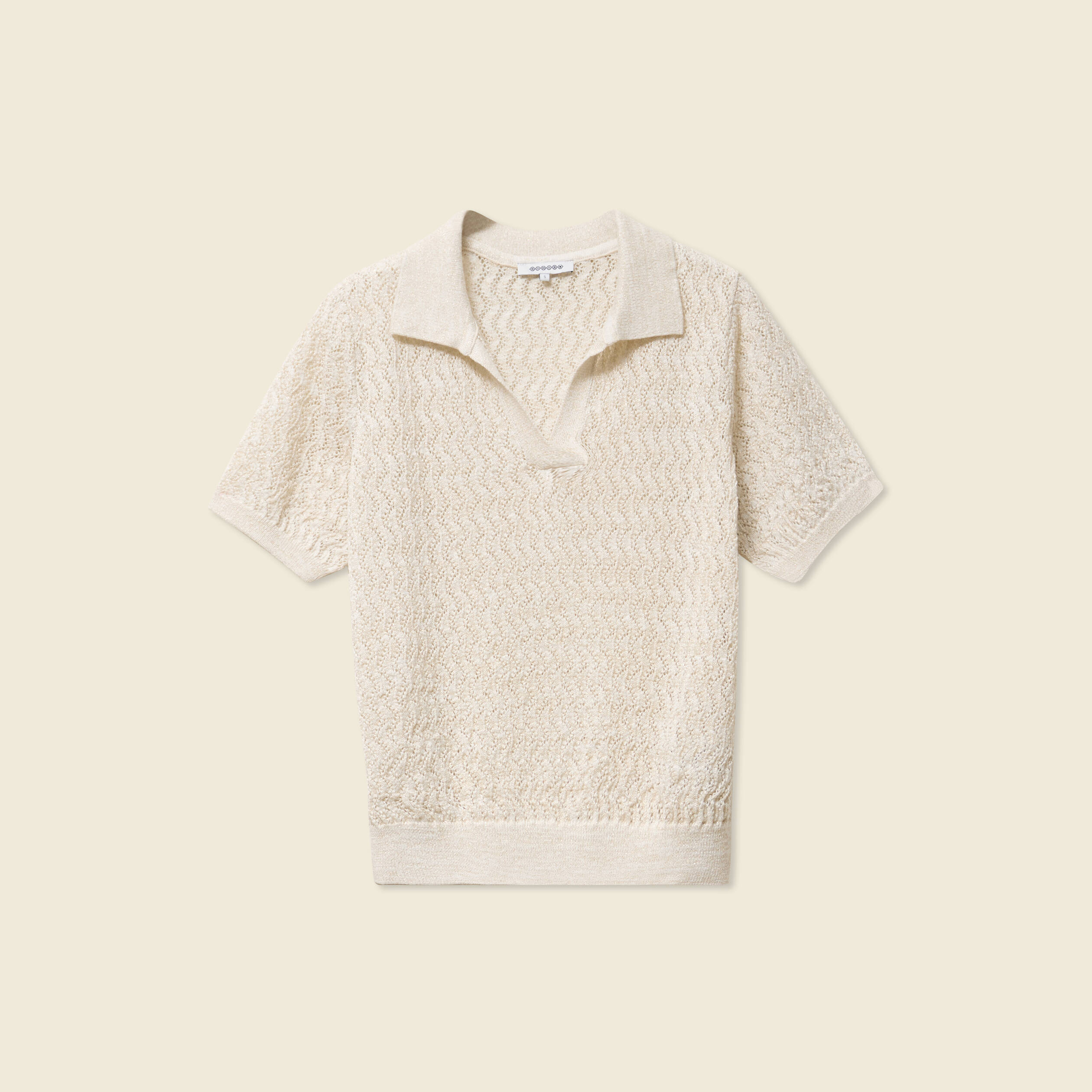 Pull manches courtes creme femme