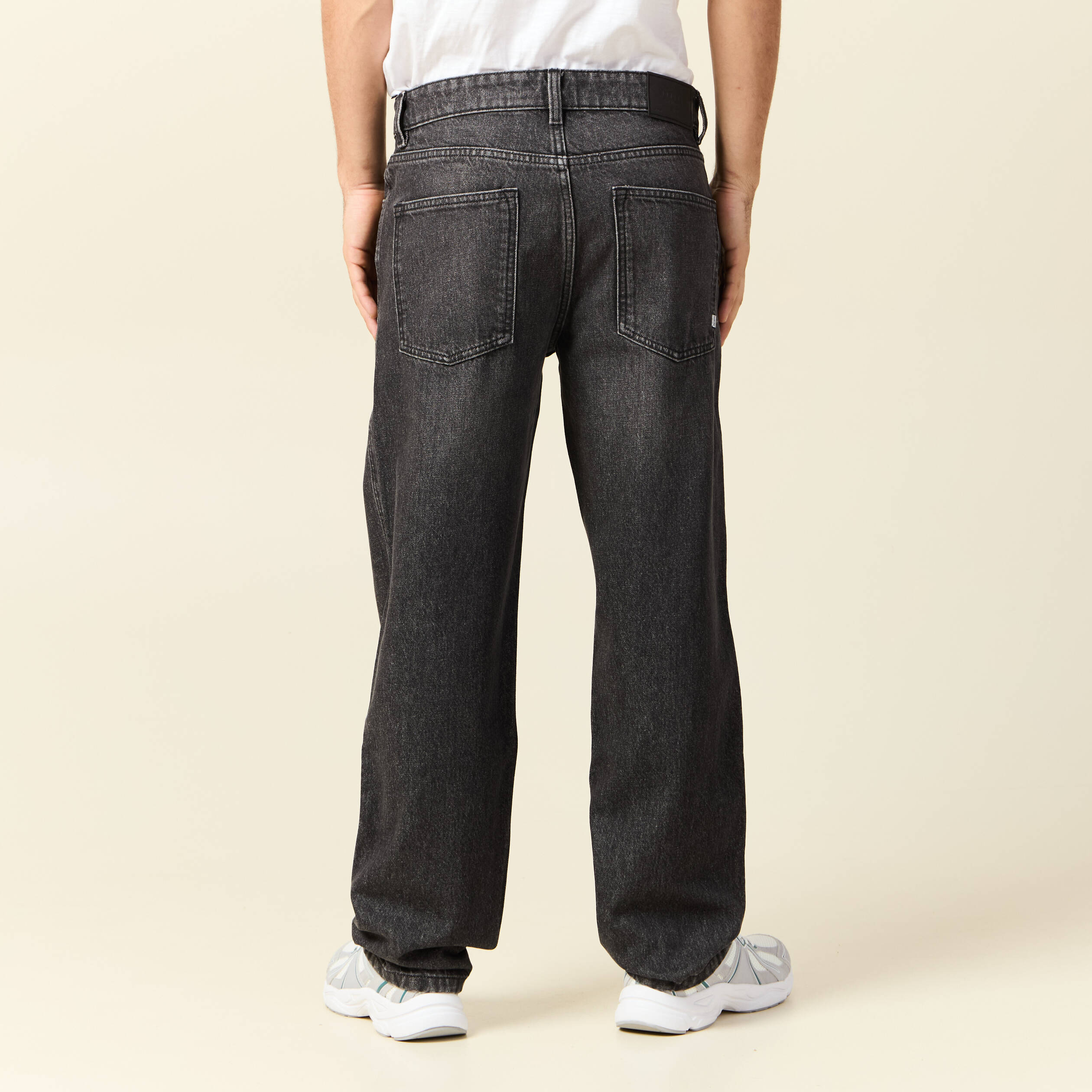 Jeans large relaxed denim snow noir homme