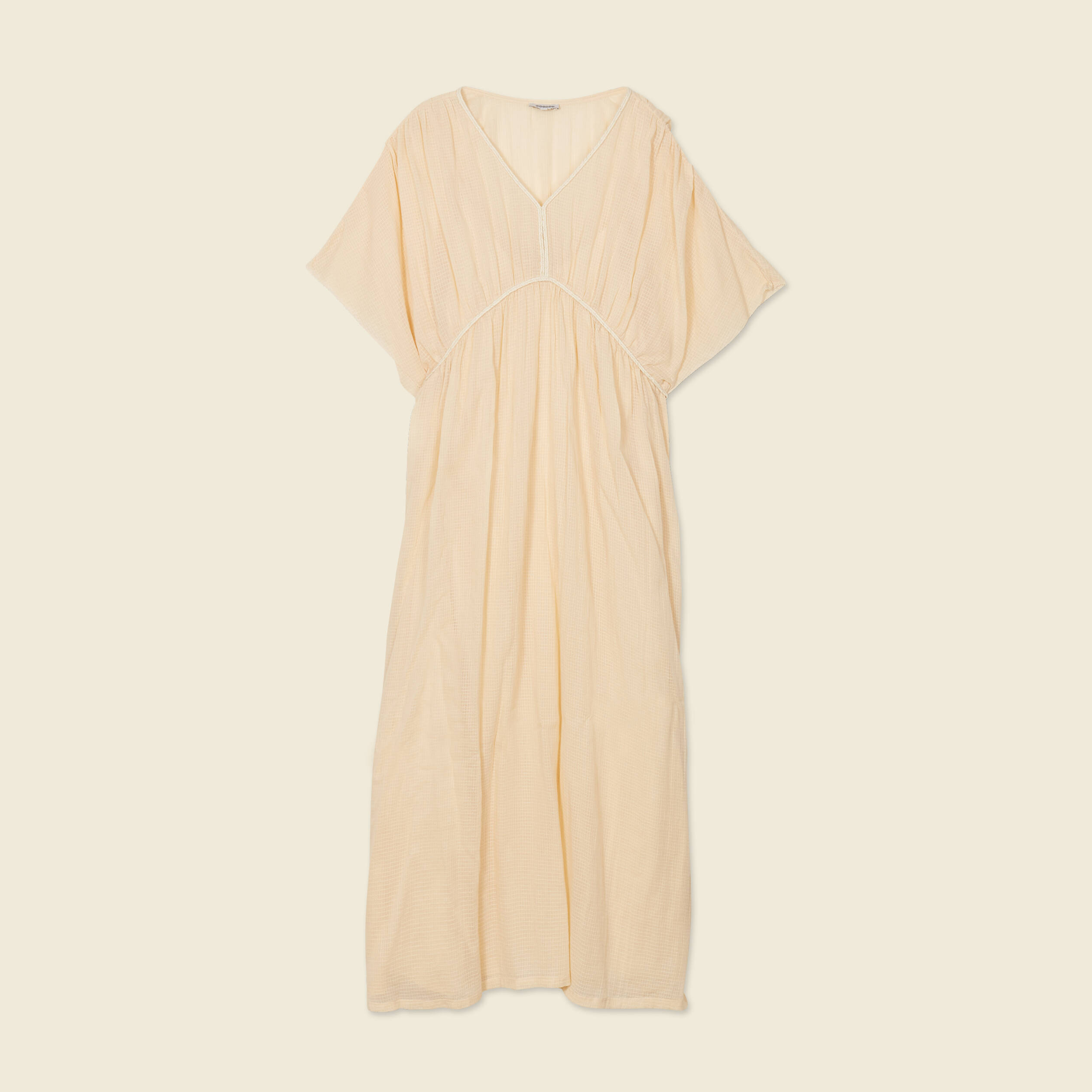 robe longue empire col en v creme femme Robe longue empire col en V creme femme